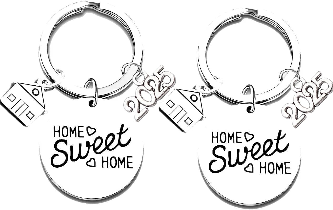 2Pcs 2025 New Home Gifts Housewarming Gifts for New Homeowners Key Ring Home Sweet Home Gifts for Couple New House Moving Keyring Presents for Family Friends