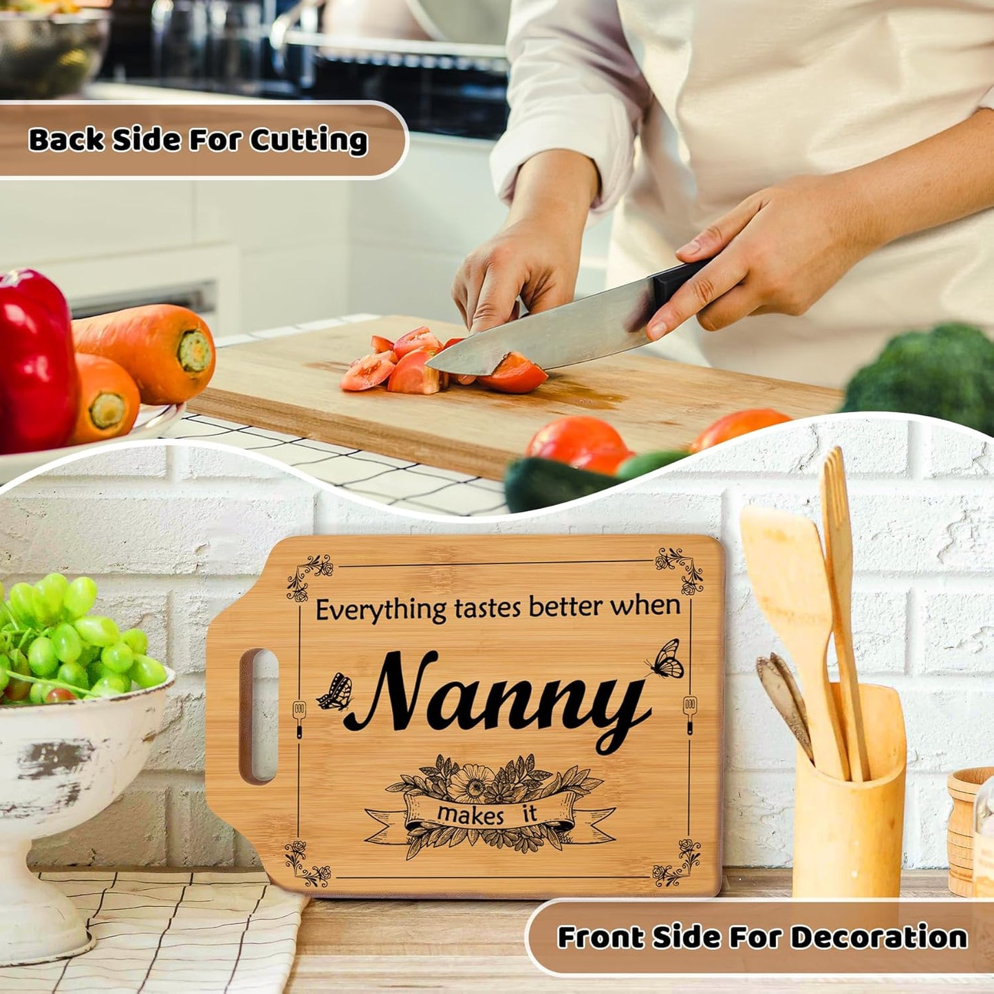 Nanny Gifts, Nanny Birthday Best Gifts from Grandchildren, Nanny Handmade Cutting Board, Birthday, Mother'S Day Gifts for Nanny, Best Gifts for Nanny, Kitchen Gifts for Nanny