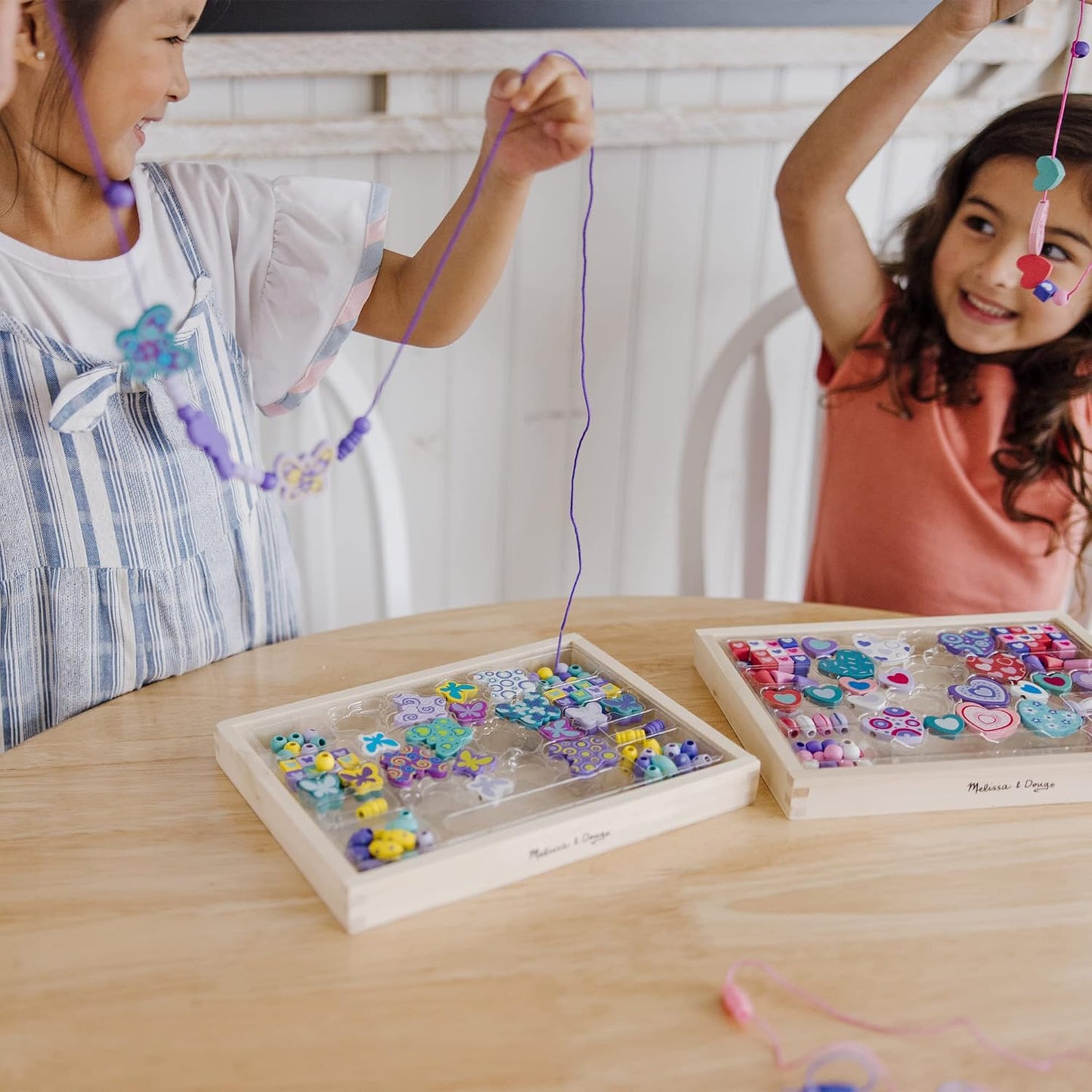 Butterfly Necklace Craft Bead Set | Wooden Beads for Friendship Bracelet/Jewellery Making Kit | Arts and Crafts for Kids Age 5 | for Girls or Boys | 4 Year Old Girl Gifts