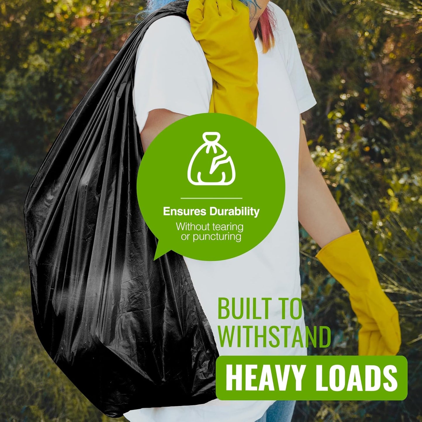 - 50 Pack Heavy Duty Bin Bags - 50L -35 Microns - Recyclable Black Bin Bag with Leak Resistant Seal, Sustainable Refuse Sack, Eco-Friendly Rubbish for Home, Office & Kitchen (600X800 Mm)
