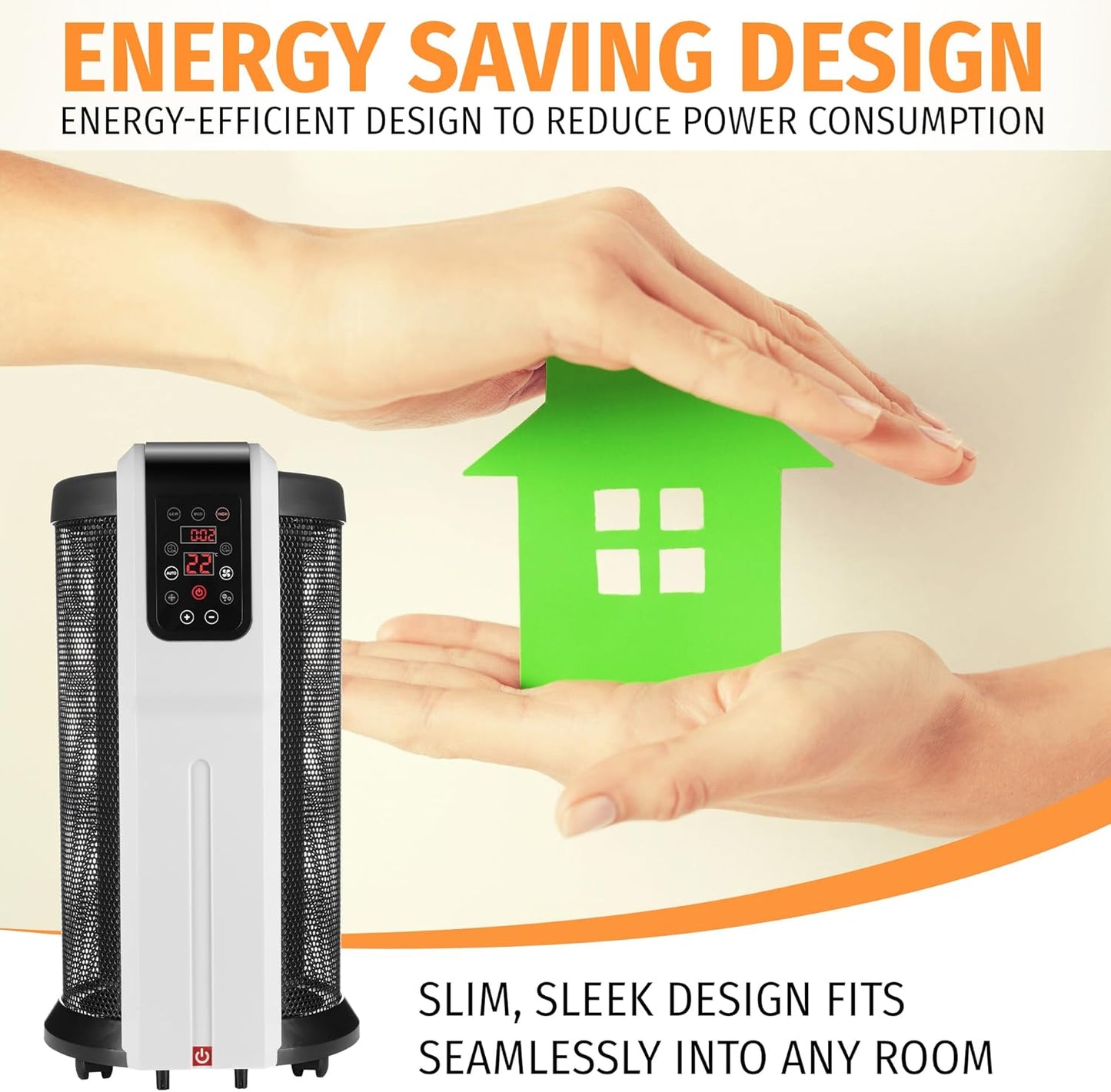 Cylindrical Mica Electric Heater with Remote Control – 360° Surround Heating, 3 Heat Settings 2200W, 24-Hr Timer, Energy-Saving, Silent for Home, Office (Digital Control with Remote)