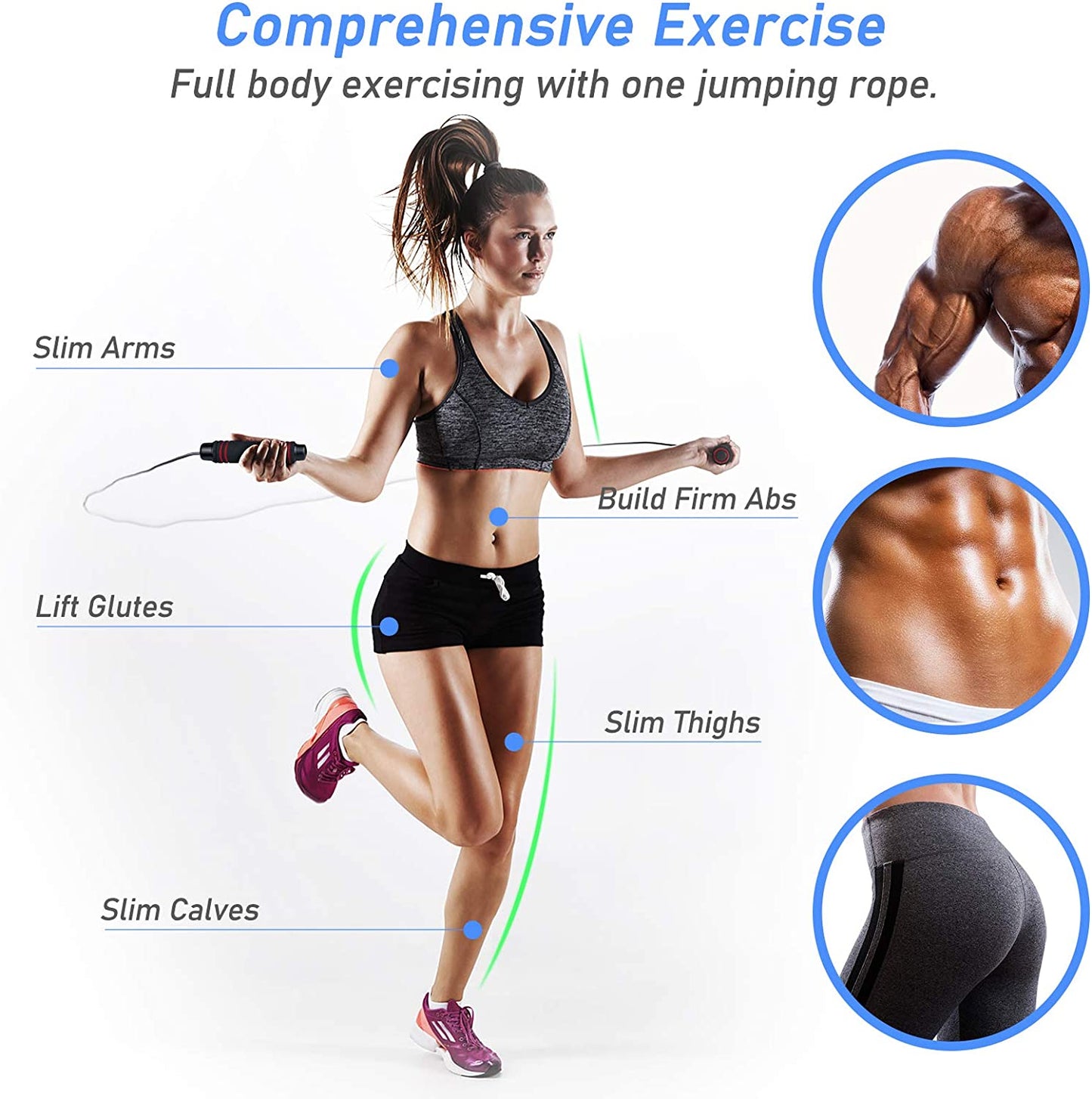 Skipping Rope, Speed Jump Rope Tangle-Free Adjustable Rope with Rapid Ball Bearings & Soft Foam Handle for Fitness Workouts Fat Burning Exercises Boxing - Spare Rope Length Adjuster Included