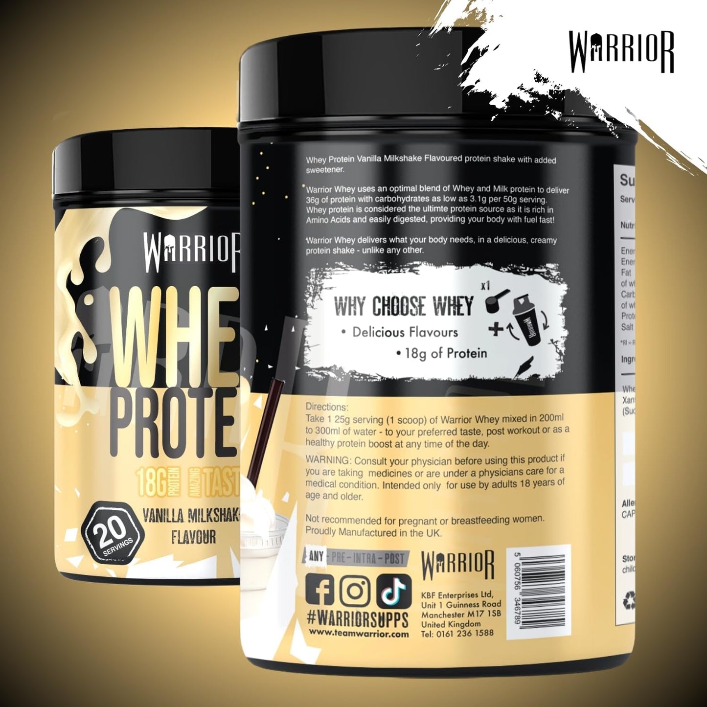 Whey Protein Powder 500G - up to 36G* Protein per Shake – Low Sugar - Muscle Growth and Recovery Drink - Amazing Taste - 20 Servings - GMP Certified (Vanilla Milkshake)
