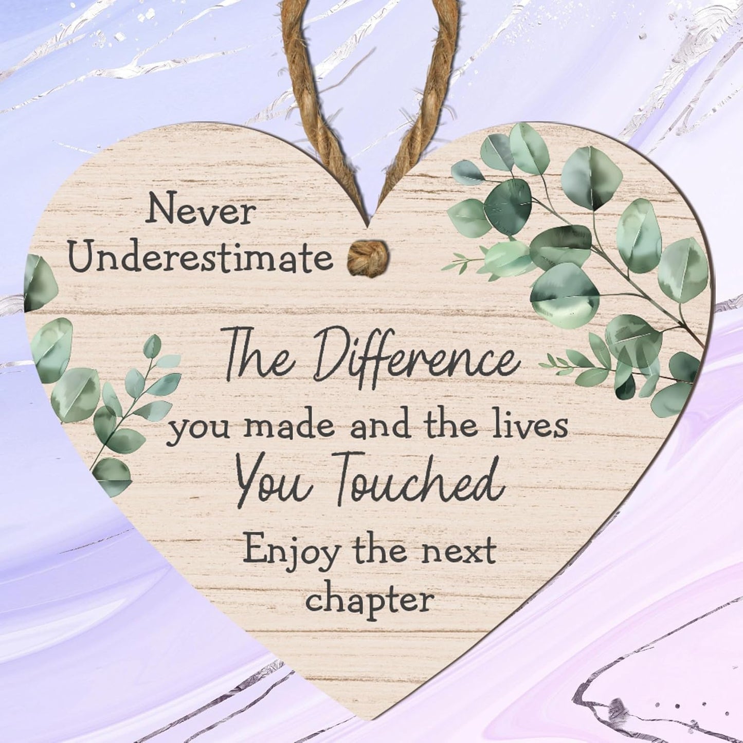Never Underestimate the Difference You Made and the Lives You Touched – Thoughtful Retirement or Farewell Gift – Hanging Sign with Green Leaf Design – Perfect for Teachers, Colleagues, and Loved Ones