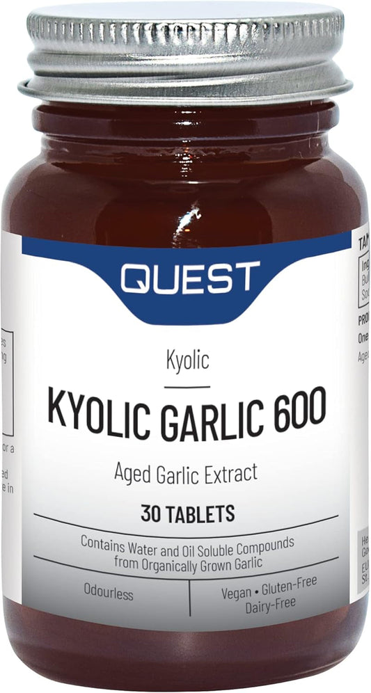 Kyolic Garlic 600Mg Tablets: Odourless Aged Garlic Extract for Heart, Immune, Digestive & Cognitive Health. Daily Dietary Supplement. Vegan & Gluten-Free (30 Tablets)