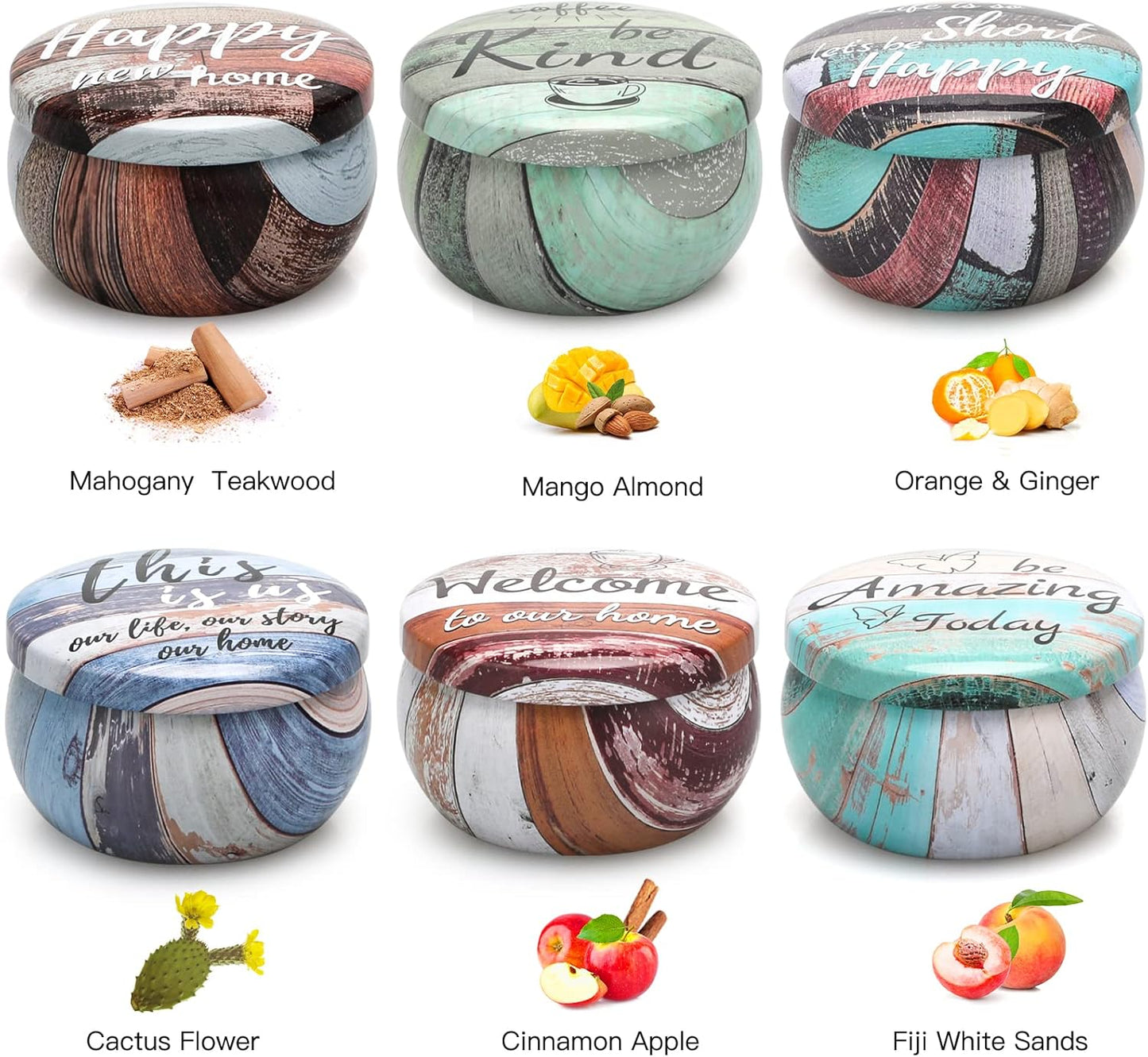 Natural Soy Wax Candle 6 Pack,Wood Candle Box,Womens Gift Sets,Scented Candles Gift Box,Candle Sets for Women Gifts,House Warming Gifts New Home,Candle Gift Set,Candles Gifts for Women