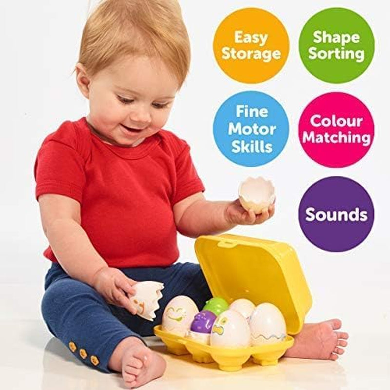 TOMY Hide and Squeak Eggs Baby Toy - Baby Box of Big Eggs with 3 Squeak Chicks & 3 Rattle Chicks - Colour & Shape Sorter Baby Sensory Toys - Toddler Toys & Baby Toys 6 Months plus to 36 Months