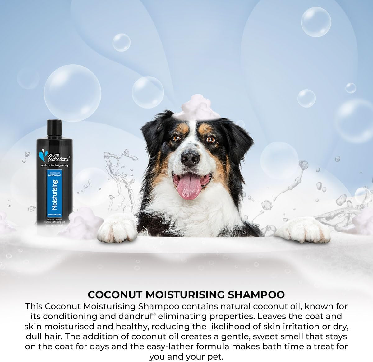 Coconut Moisturising Dog Shampoo - Soothing Dog Shampoo for Itchy Skin - Sensitive Shampoo for Dogs - Nourishes & Restores Coat - for Smelly Dogs, 450Ml