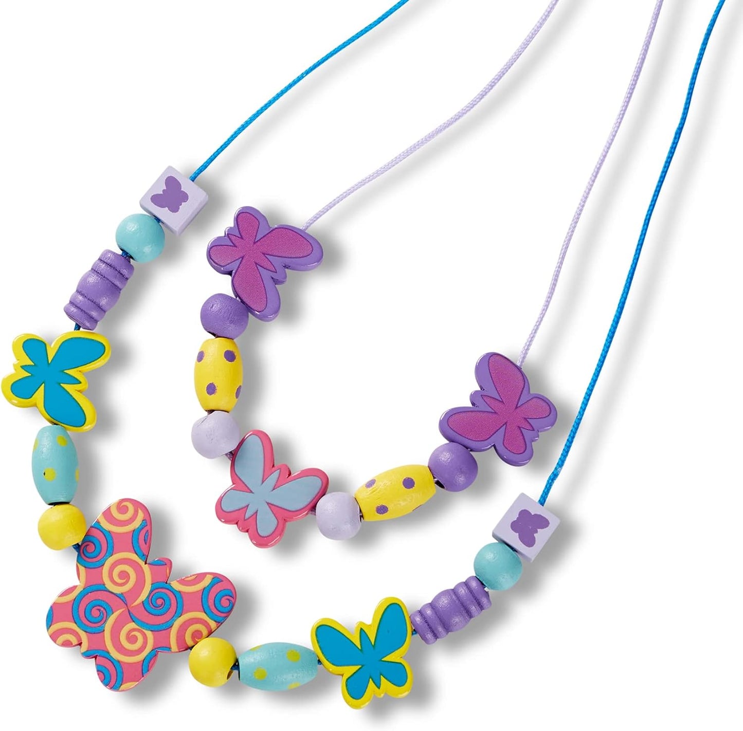 Butterfly Necklace Craft Bead Set | Wooden Beads for Friendship Bracelet/Jewellery Making Kit | Arts and Crafts for Kids Age 5 | for Girls or Boys | 4 Year Old Girl Gifts