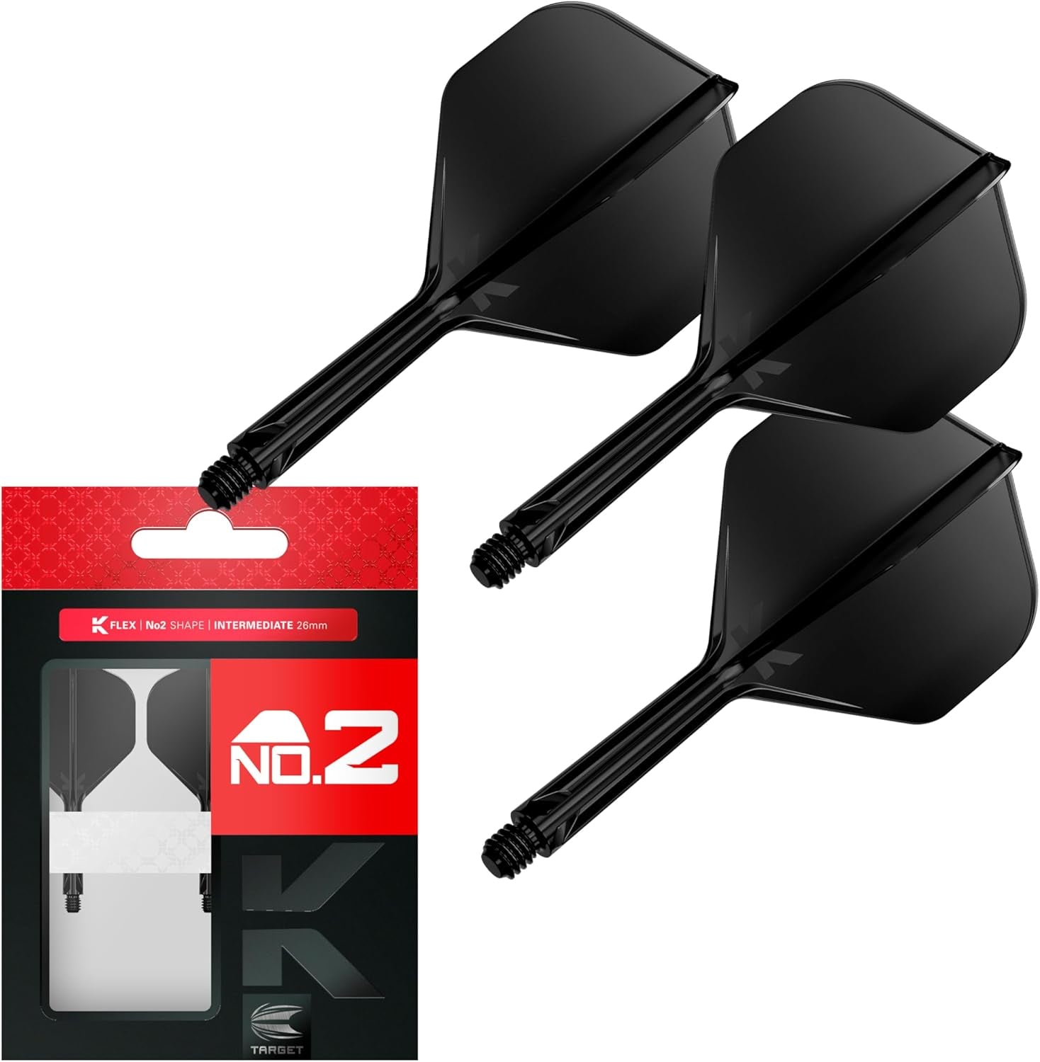 Darts K Flex Integrated Dart Flights and Shafts, No.2 | Pack of 3 K-Flex - No2, Kflex All in One Moulded Dart Flight & Stem Lengths: Short, Intermediate & Medium | Professional Dart Accessories