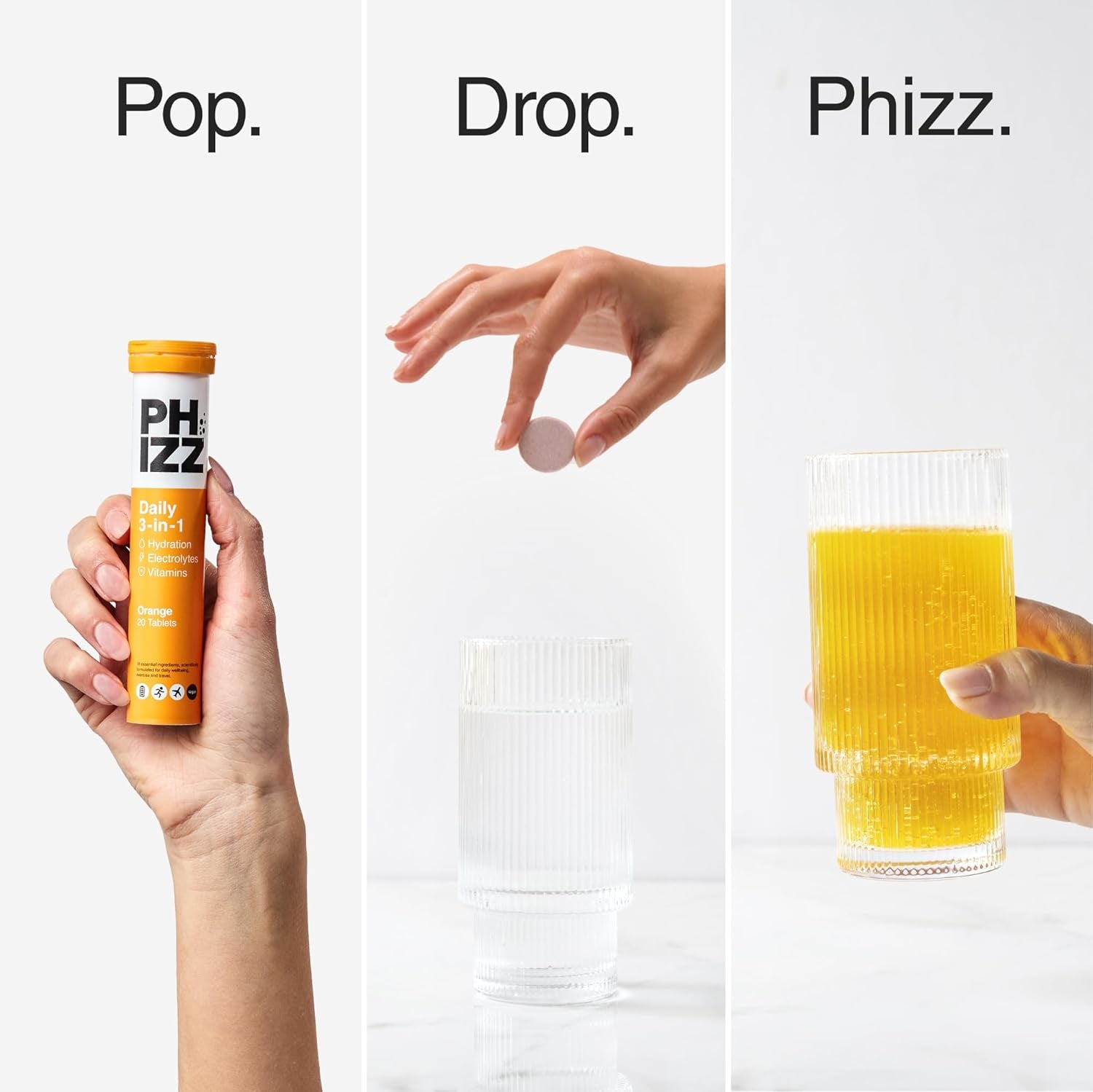 Electrolytes, Multivitamin & Hydration Tablets - 20 Effervescent Rehydration Electrolyte Tablets - 18 Vitamins & Minerals, Vitamin C, Vegan, Vegetarian & Low Calorie (Orange, 20 Tablets)