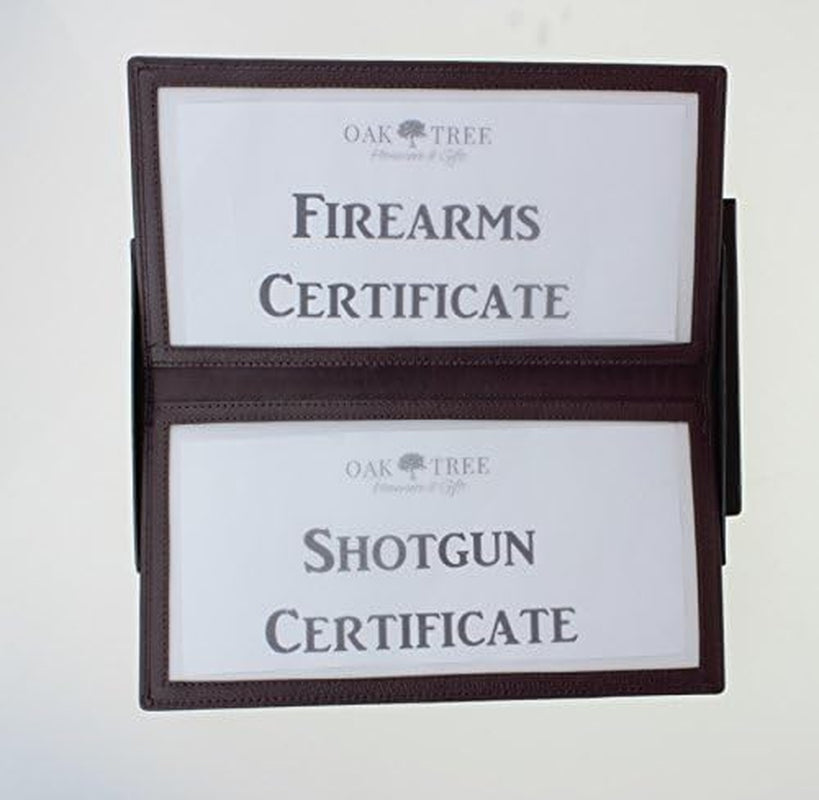 Premium Luxury Leather Shotgun / Firearm Certificate Wallet SGC/FAC Licence Holder - Available as Either a Single or Double License Holder