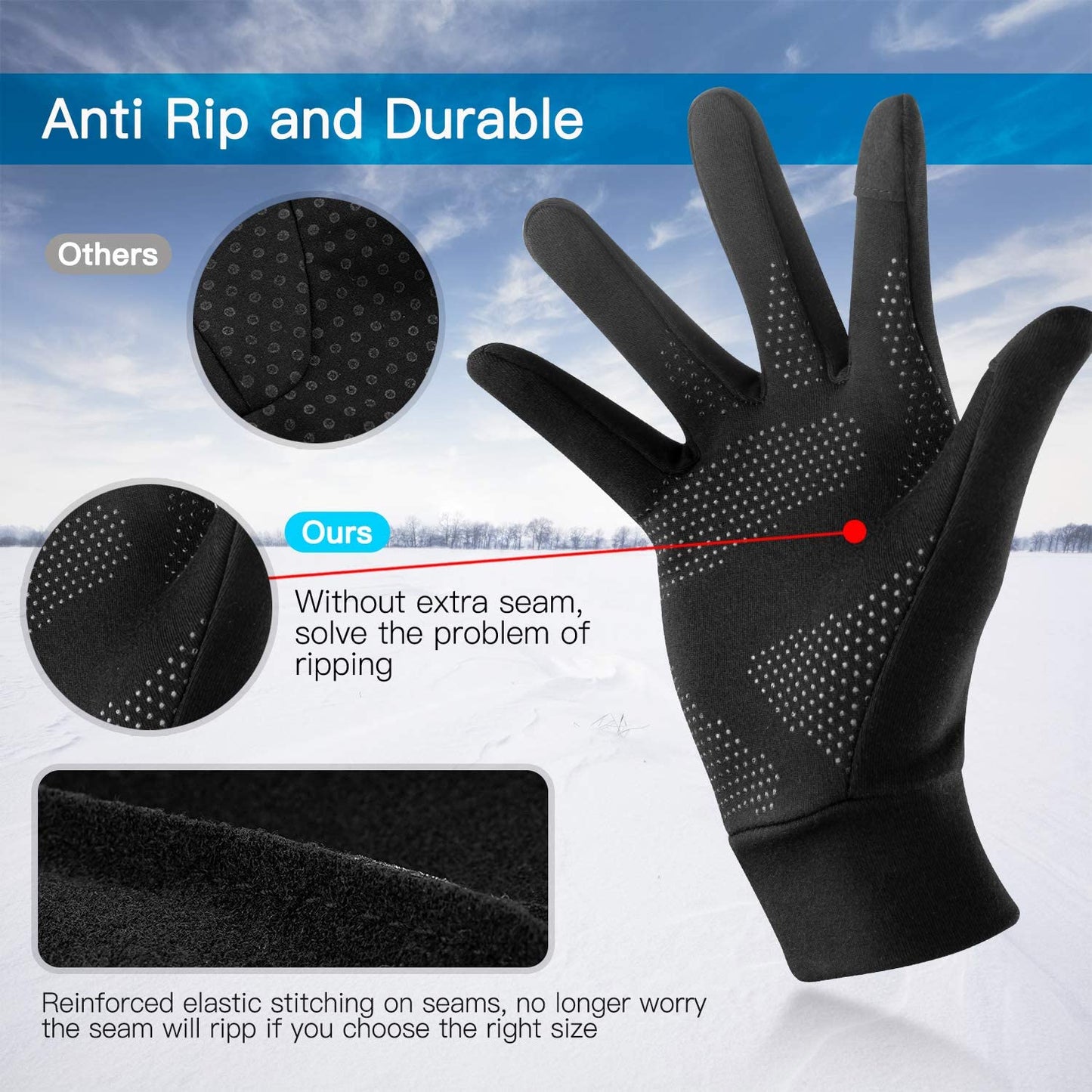 Running Gloves, Touch Screen Anti-Slip Lightweight Gloves Liners for Cycling Biking Sporting Driving for Men Women