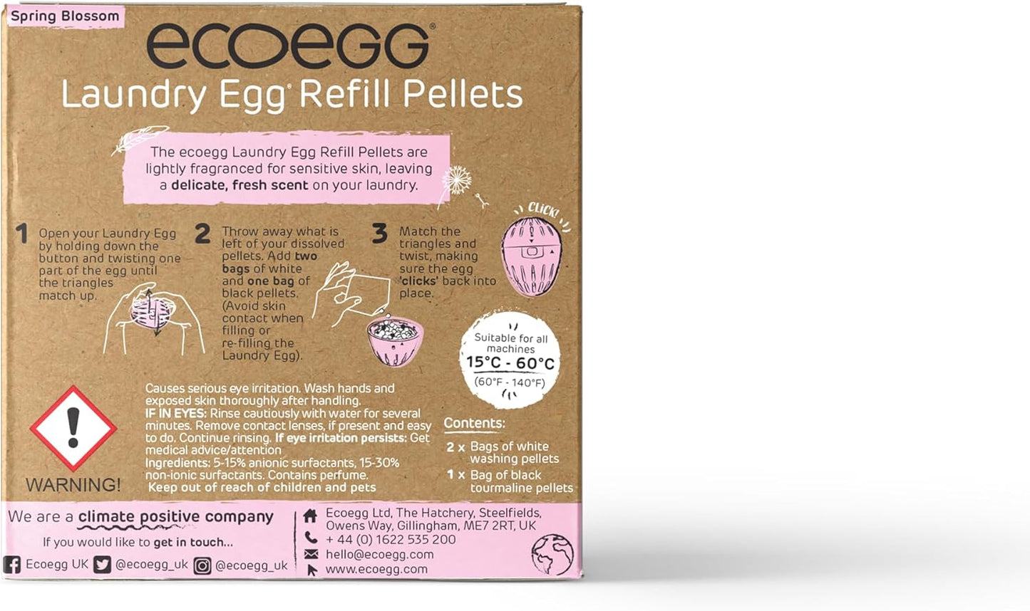 Laundry Egg Refill Pellets | Detergent and Fabric Softener Replacement | Non Bio and No Enzymes, Chlorine Bleaches, Phosphates, Parabens, SLS/SLES or Palm Oil | 50 Washes | Spring Blossom