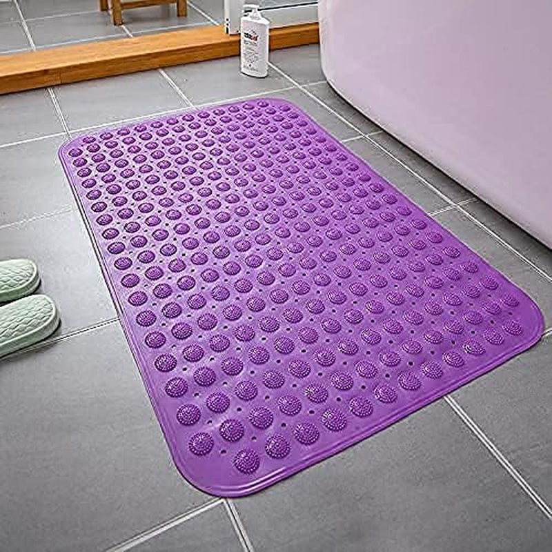 | Bath Mat Light Blue | Non Slip Bathroom Mat | Shower Mat with Suction Cups | Machine Washable | Latex Free | Extra Long 100 * 40 CM