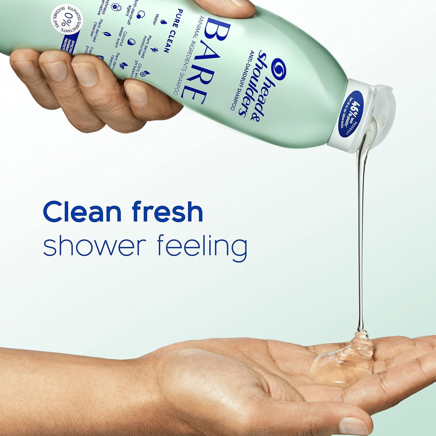 anti Dandruff Shampoo, Pure Clean, Sulphate Free, 2 X 400 Ml, Duo Pack. Bare Shampoo for Oily Scalp, Minimal Ingredients, Free from Dyes