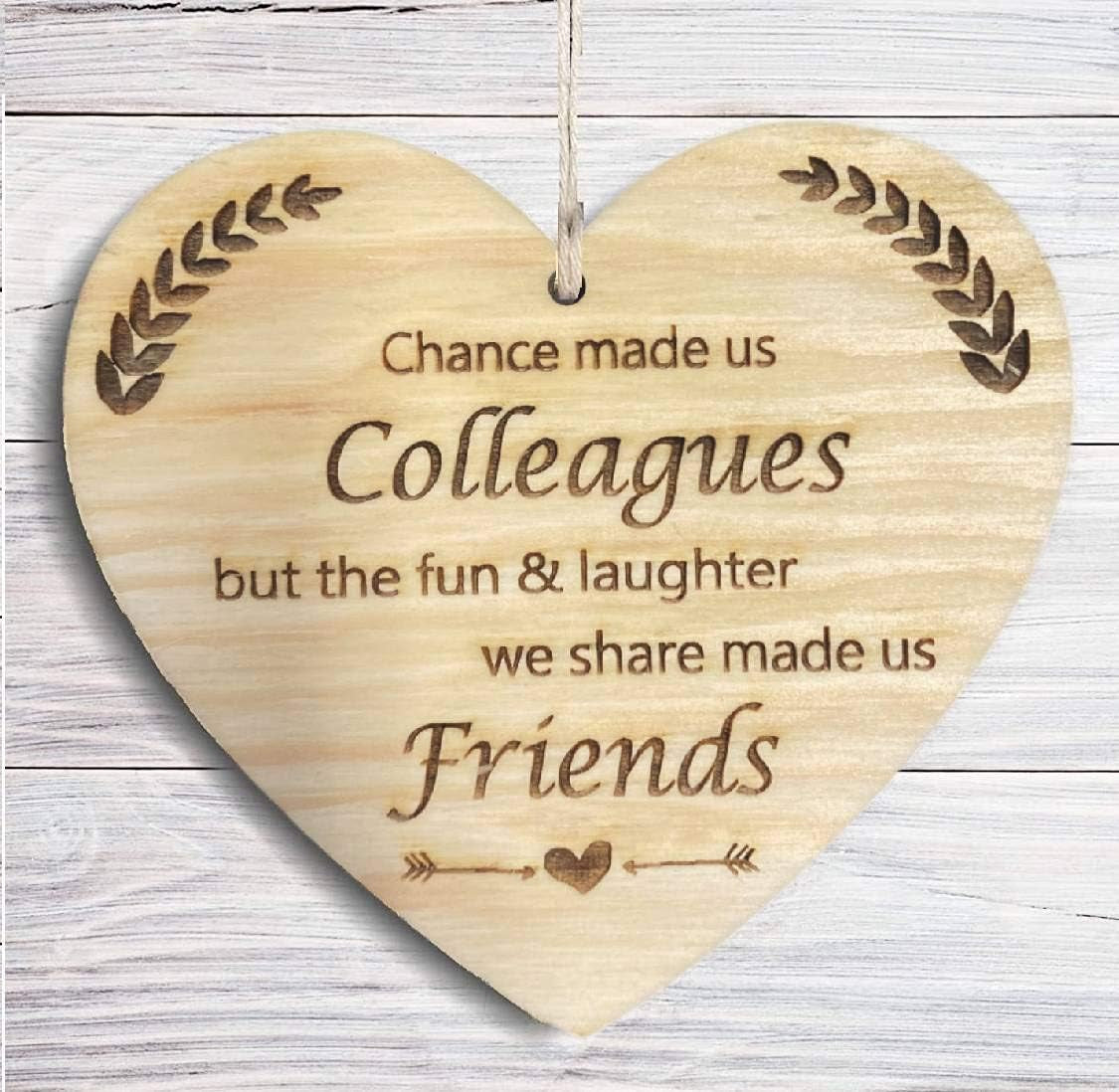 Wooden Hanging Heart Colleague Gift Heart Wooden Sign Friendship Quote Gift for Collegue Office Friends FBA