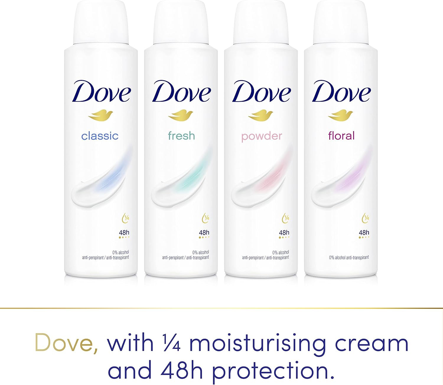 Fresh with ¼ Moisturising Cream Anti-Perspirant Deodorant Spray for 48 Hours of Protection 6 X 150 Ml