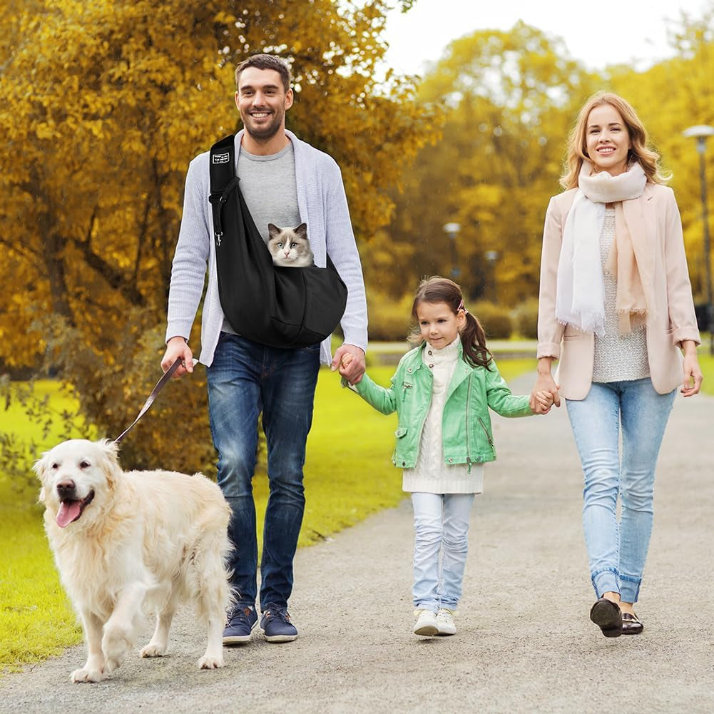 Puppy Carrier Sling,Reversible Hands-Free Dog Carry Sling for Small & Medium Dog Cat,Soft Comfortable Dog Sling,Adjustable Dog Carrier Bag Shoulder Tote Bag for Outdoor Walking Travel Shopping