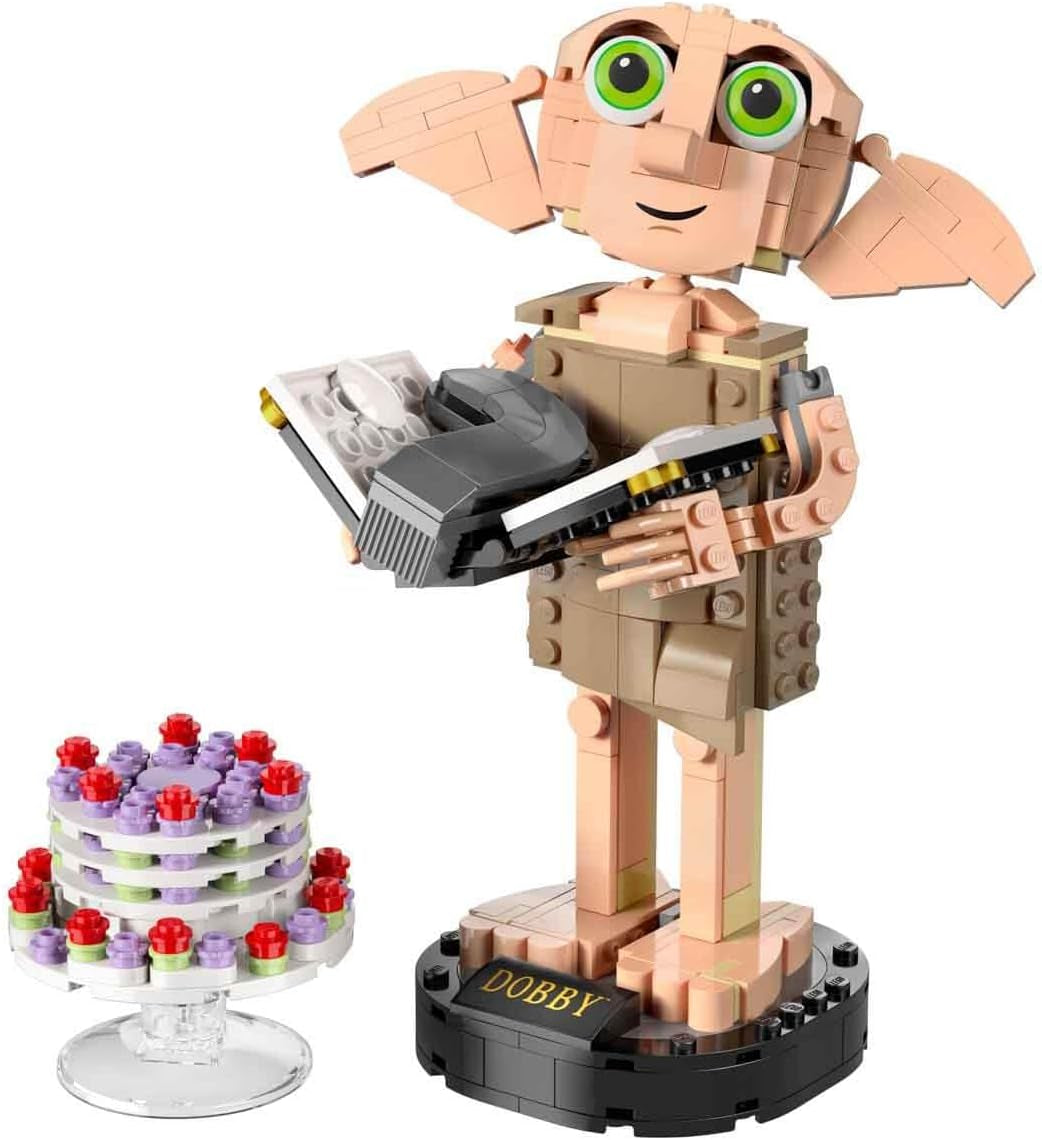 76421 Harry Potter Dobby the House-Elf Set, Movable Iconic Figure Model, Toy or Bedroom Accessory Decoration, Character Collection, Gift for Girls, Boys, Teens and All Fans Aged 8+