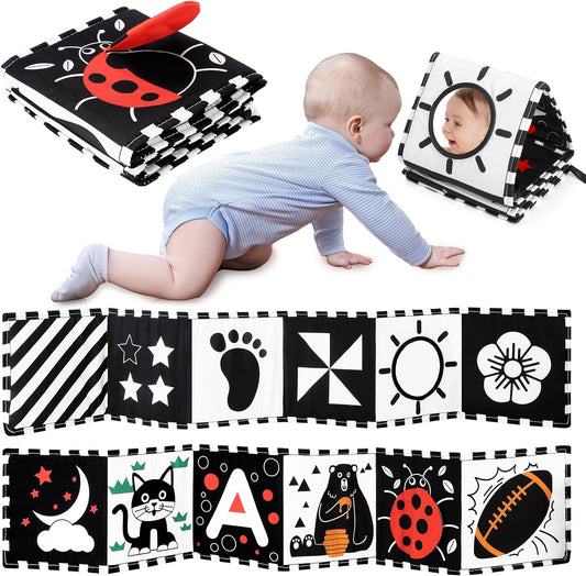 Baby Toys 0-6 Months, Black and White Sensory Toys Brain Development, Tummy Time Toys, Soft Baby Book, Baby Essentials for Newborn 0-6-12 Months Newborn Toys Baby Gifts