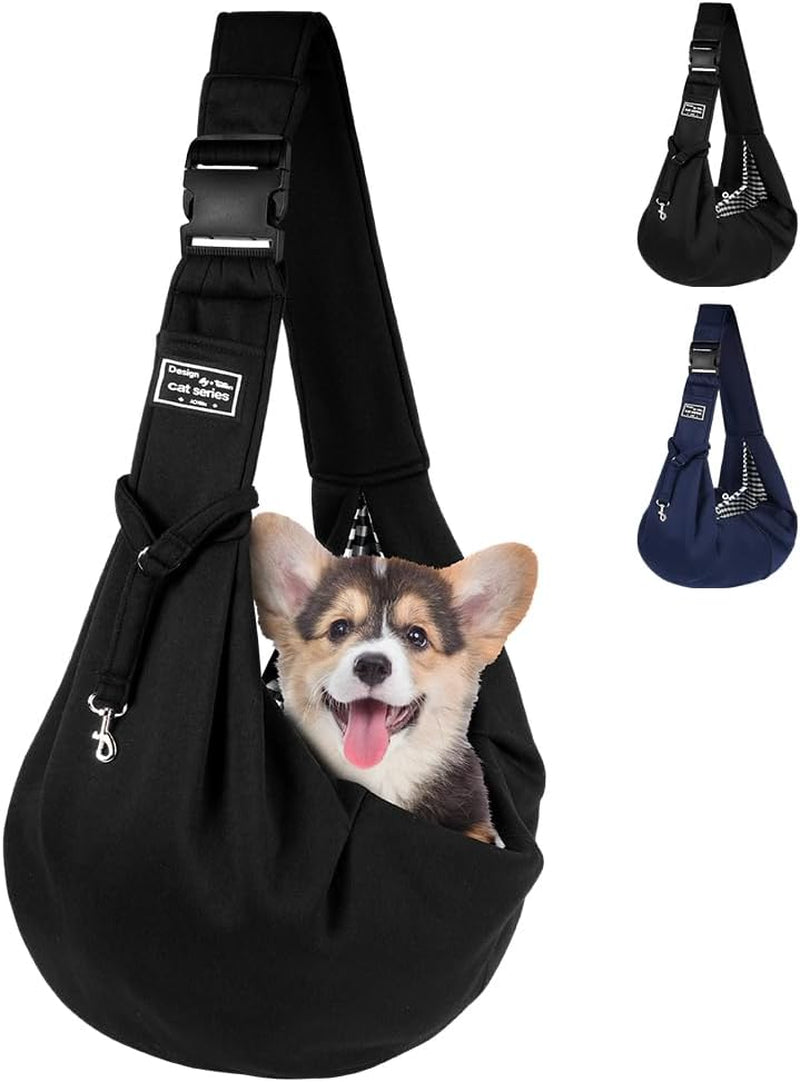 Puppy Carrier Sling,Reversible Hands-Free Dog Carry Sling for Small & Medium Dog Cat,Soft Comfortable Dog Sling,Adjustable Dog Carrier Bag Shoulder Tote Bag for Outdoor Walking Travel Shopping