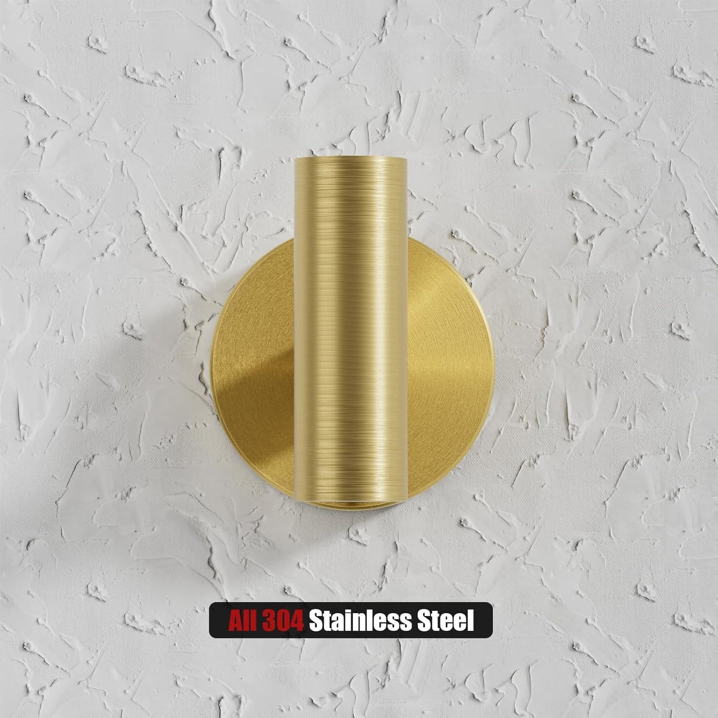 2 Pcs Bathroom Towel Hook,Screw in Metal Coat Hooks Brushed Brass Robe Hook SUS 304 Stainless Steel Heavy Duty Door Hanger Towel Robe Clothes Closet Sponges Holder for Bathroom Hotel (Gold)