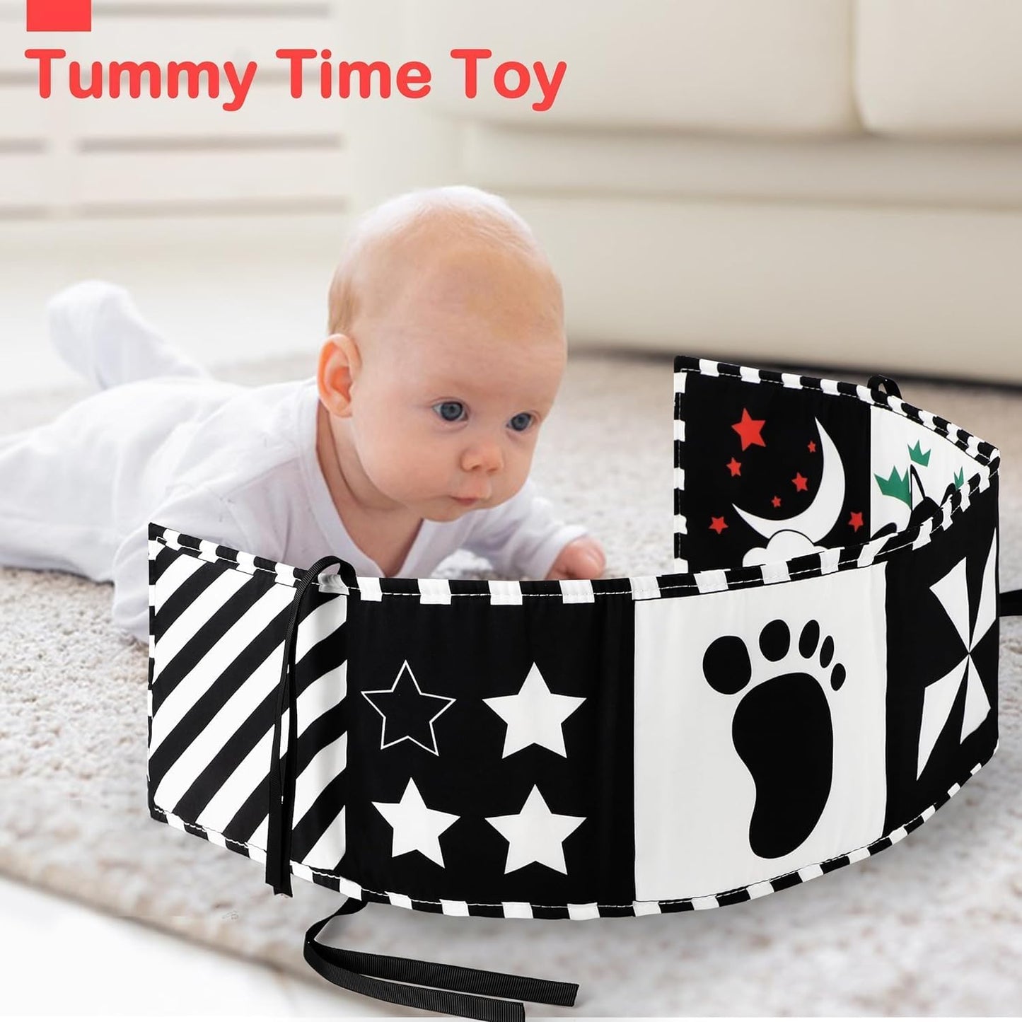 Baby Toys 0-6 Months, Black and White Sensory Toys Brain Development, Tummy Time Toys, Soft Baby Book, Baby Essentials for Newborn 0-6-12 Months Newborn Toys Baby Gifts