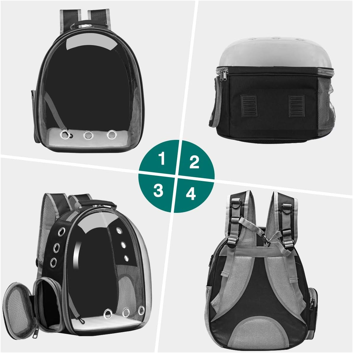 Cat Carrier Backpack, Pet Carrier Backpack Front Pack for Small Medium Cat Puppy Dog Carrier Backpack Bag Space Capsule, Pet Carrier for Travel Hiking Walking Camping (Black)
