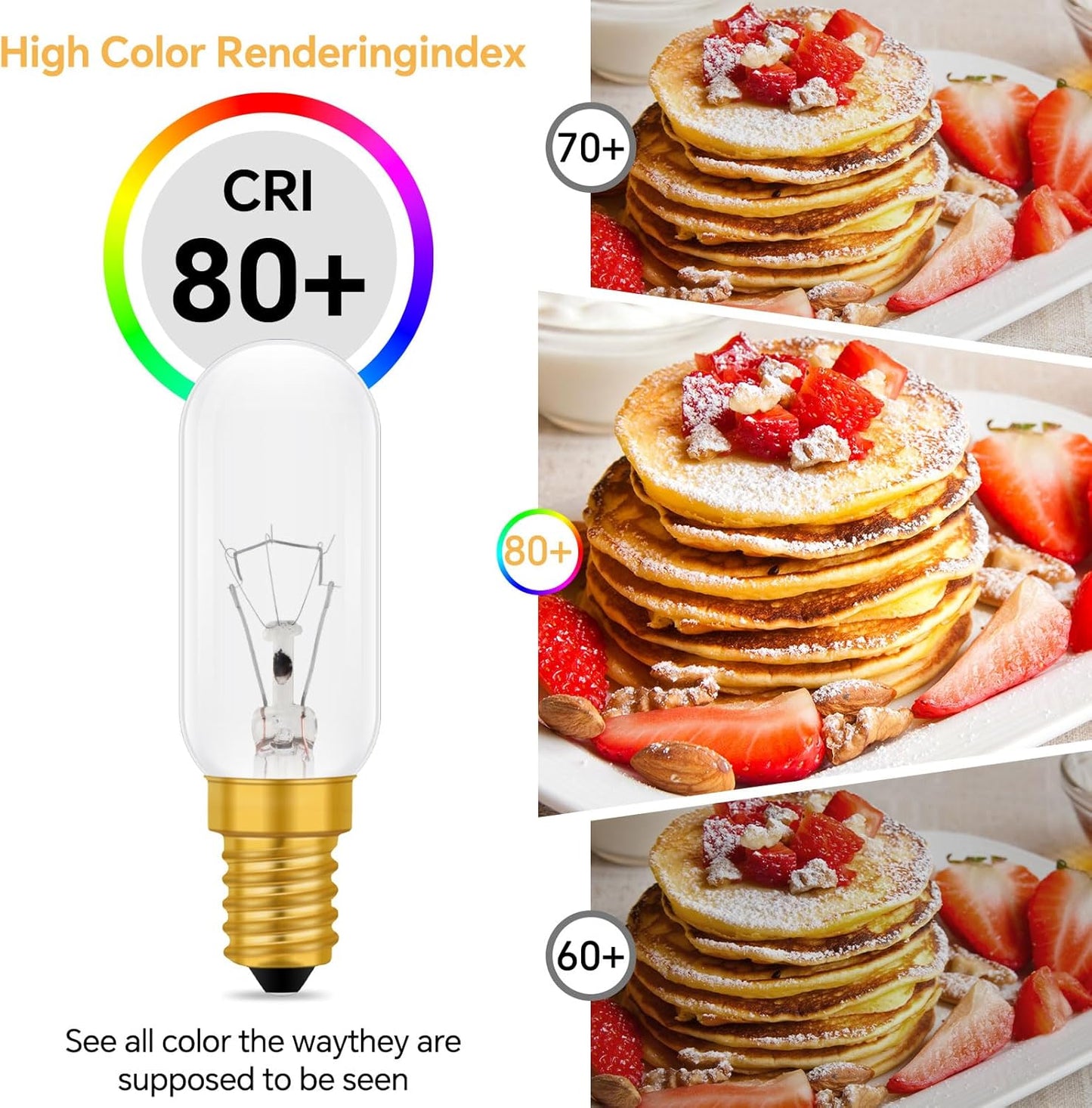 2 Pack Cooker Hood Bulbs, Dimmable E14 Small Edison Screw Bulb, Warm White 2700K, 350Lm, T25 Tubular Bulb for Extractor Fan, Sewing Machine, Refrigerator