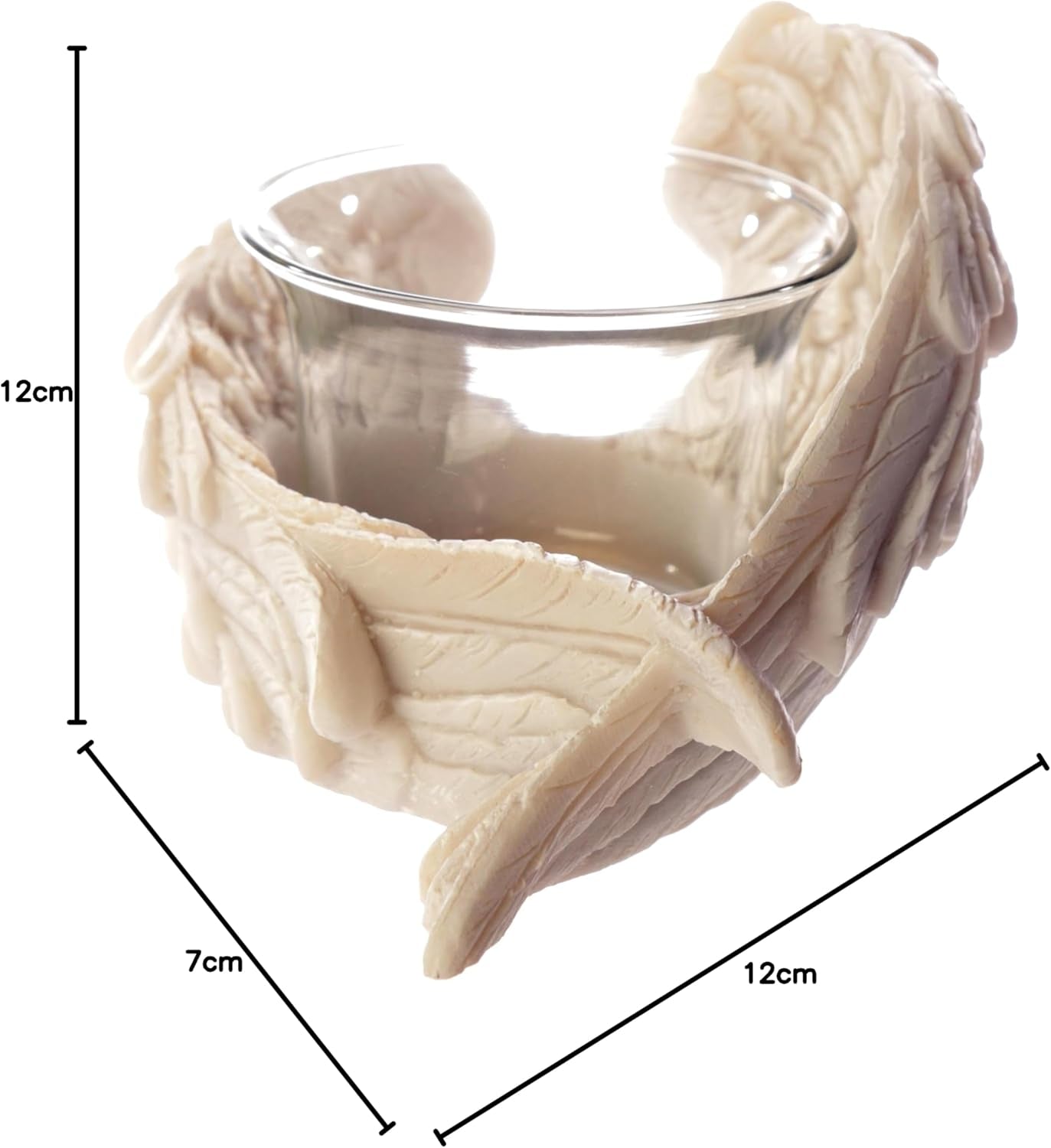Angel'S Wings Tea Light and Votive Candle Holder - Bathroom Fireplace Shelf Ornament - Tealight Holders - Glass - New Home Gifts - Living Room Accessories - Gothic Agel Gifts for Women