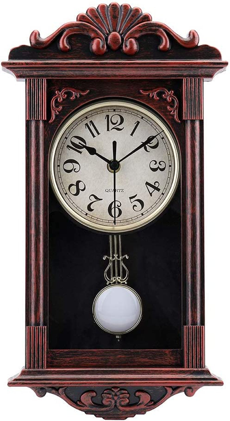 Pendulum Wall Clock Retro Quartz Decorative Wall Clock for Living Room, Office, Home Decor(16 Inch, Bronze)