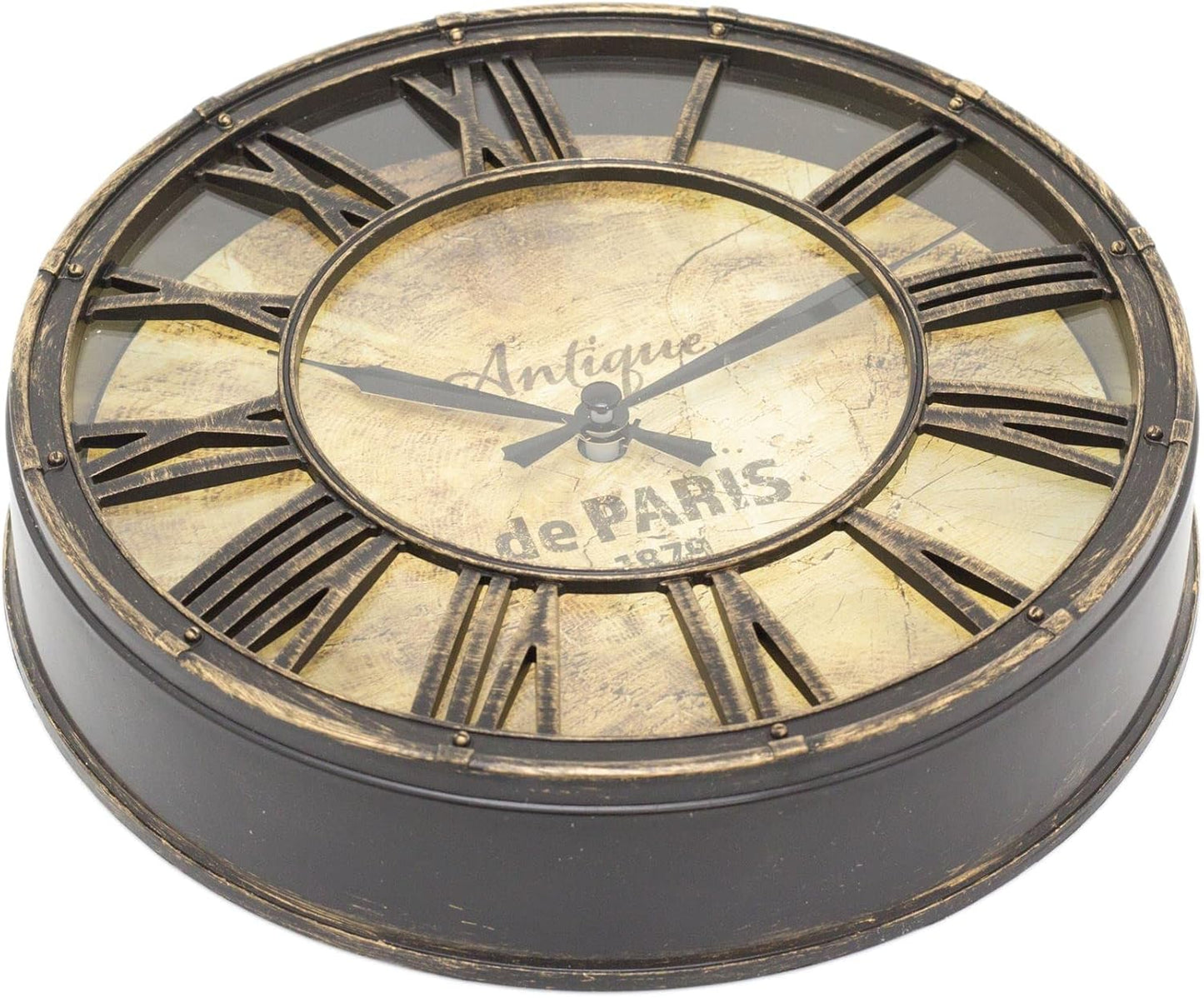 20Cm Wall Clock Antique Effect Distressed round Clock | Antique De Paris Wall Mounted Clock | Vintage Style Wall Clock