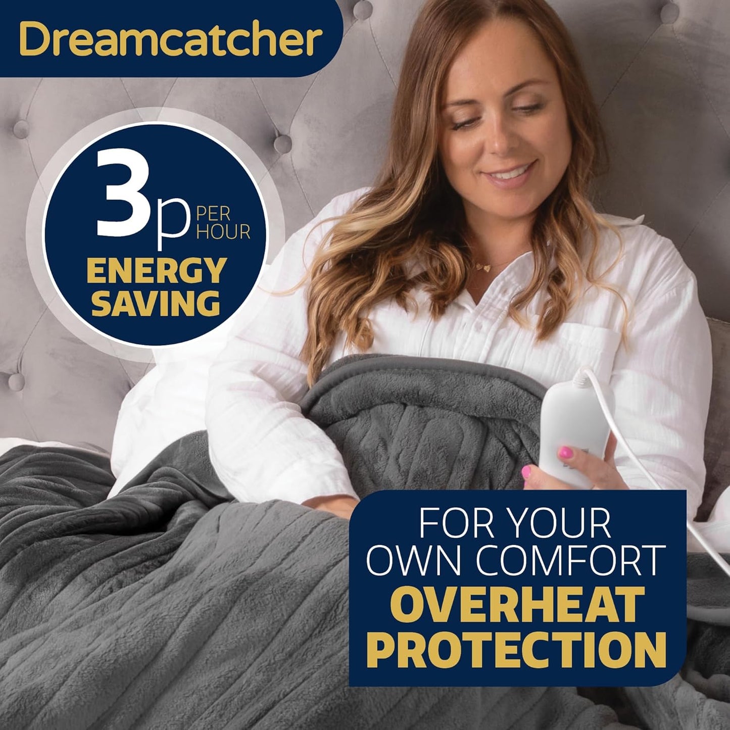 Luxurious Grey Heated Throw Electric Blanket, 160 X 120Cm Heated Blanket Machine Washable Soft Fleece Electric Throw Overblanket with Hr 12HR Timer and 9X Control Heat Settings