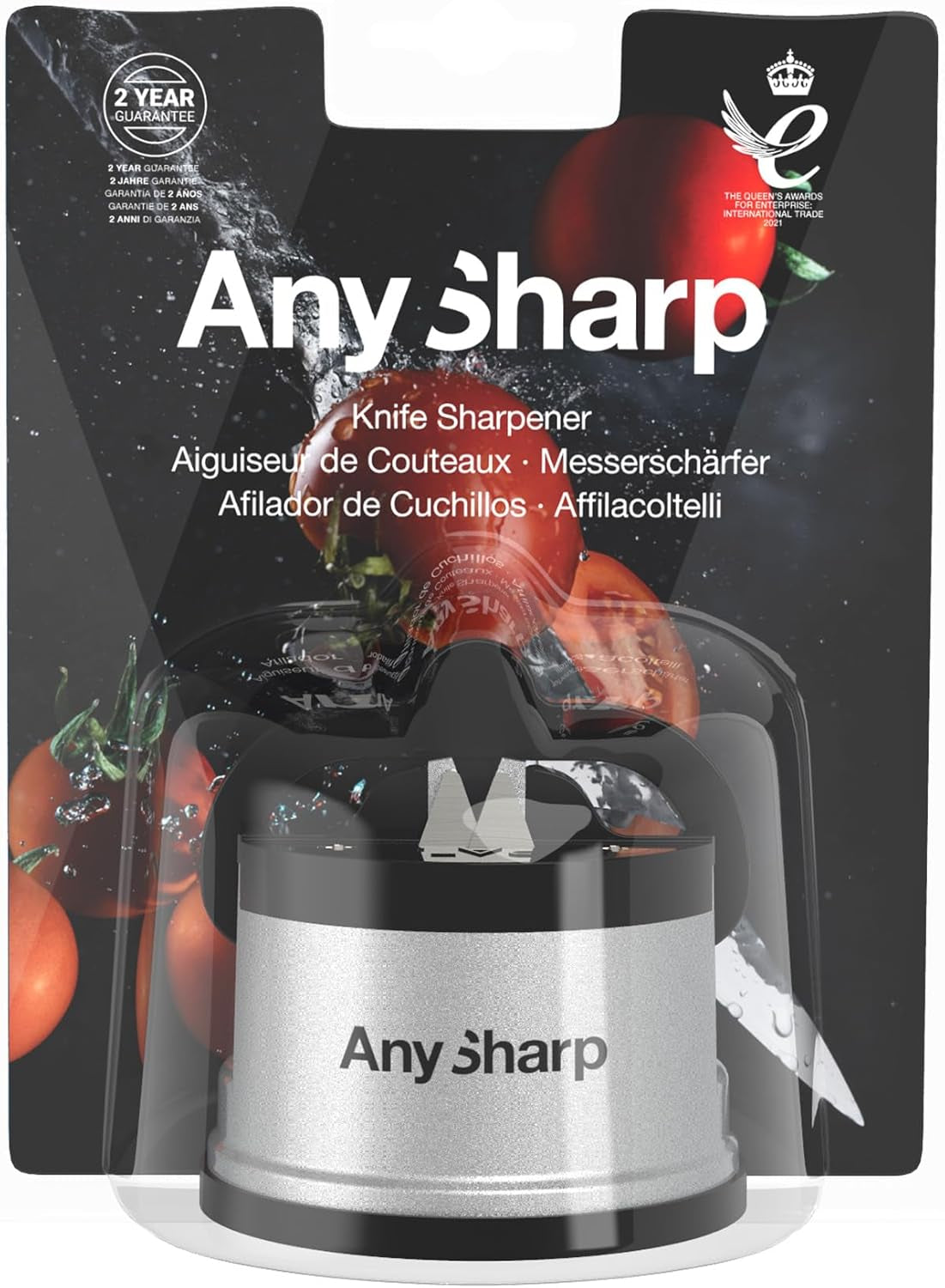 Knife Sharpener, Hands-Free Safety, Powergrip Suction, Safely Sharpens All Kitchen Knives, Ideal for Hardened Steel & Serrated, World'S Best, Compact, One Size, Silver