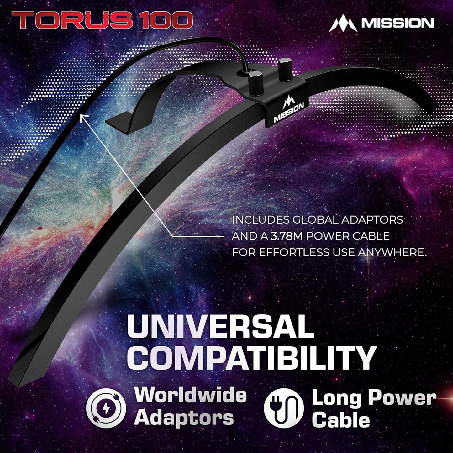 TOR100 Torus 100 | Dart Board LED Folding Portable Dartboard Travel Lighting System