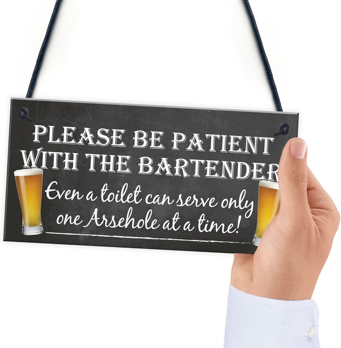 Patient Bartender Funny Pub Landlord Alcohol Gift Hanging Plaque Man Cave Sign