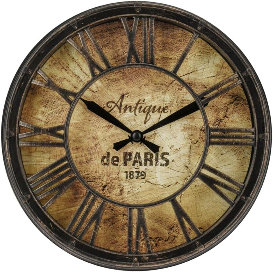 20Cm Wall Clock Antique Effect Distressed round Clock | Antique De Paris Wall Mounted Clock | Vintage Style Wall Clock