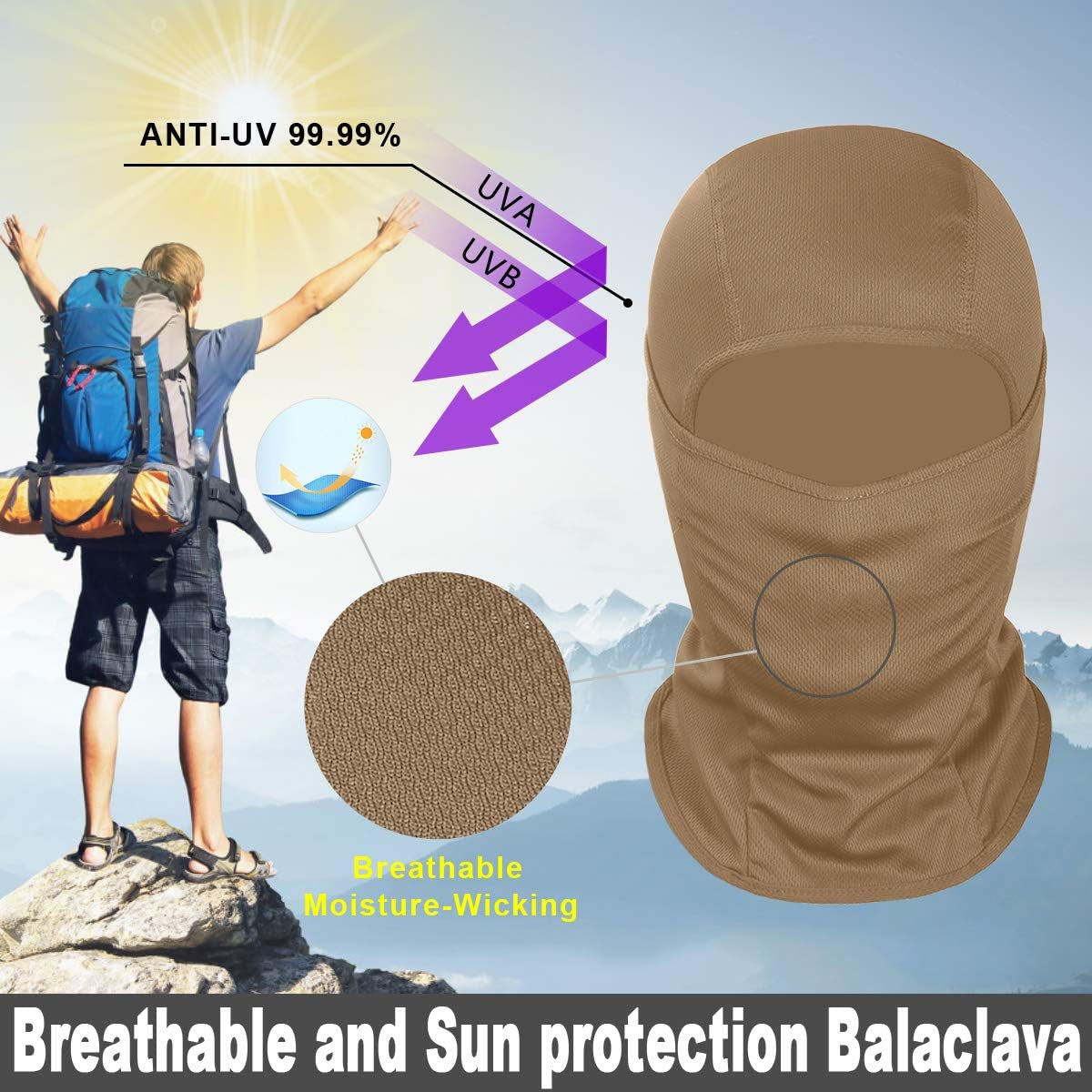 Balaclava Face Mask, Ski Mask UV Protector Lightweight for Motorcycle Cycling Running