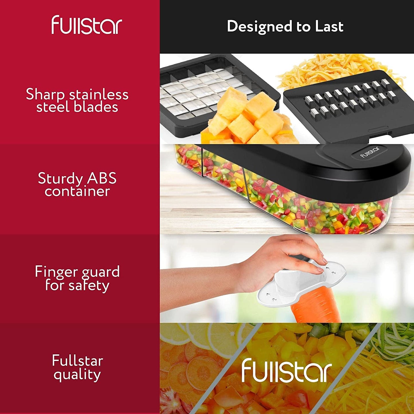 Vegetable Chopper Cutter Mandoline Slicer Cheese Grater - Food Onion Salad Veggie Chopper with Container - French Fry Potato Dicer Slicer Cutter - Kitchen Tools Gadgets (6-In-1 Compact White)