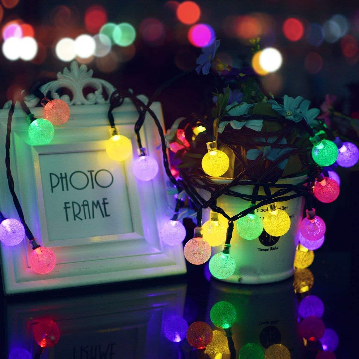 Solar Fairy Lights Outdoor Waterproof, 50LED , 8 Mode 7M/24Ft Indoor/Outdoor String Lights for Garden Patio Yard Home Christmas Parties Wedding(Multi-Coloured)