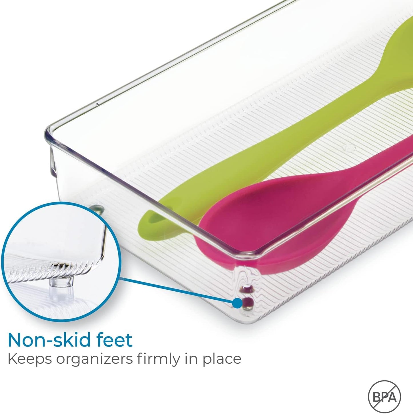 Idesign Cutlery Tray for Drawer, Large Plastic Kitchen Drawer Insert, Practical Drawer Organiser for Kitchen Accessories, Utensils and Cutlery, Clear, 15.2-Cm X 30.5-Cm X 5.1-Cm