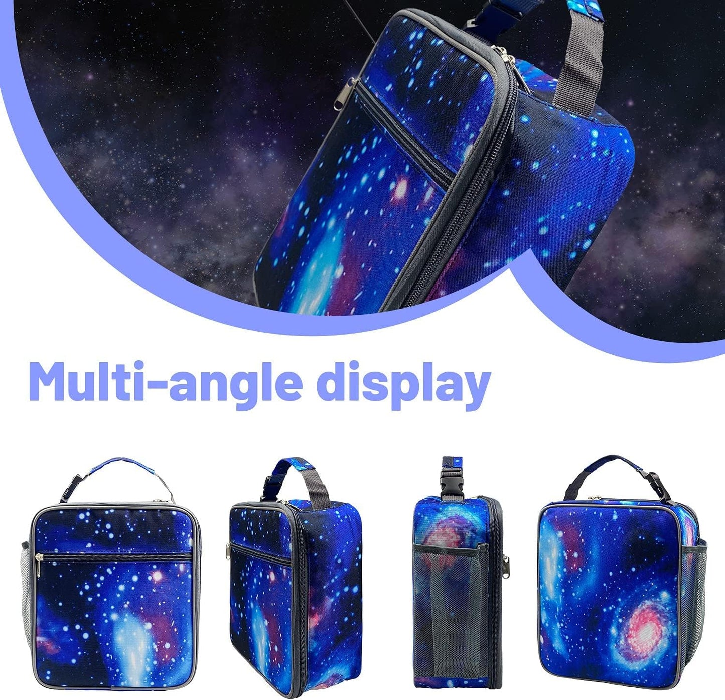 Insulated Lunch Bag Women Men,Leakproof Portable Lunch Box for Kids Teen Boys Girls for Office School Camping Hiking Outdoor Beach Picnic-Galaxy