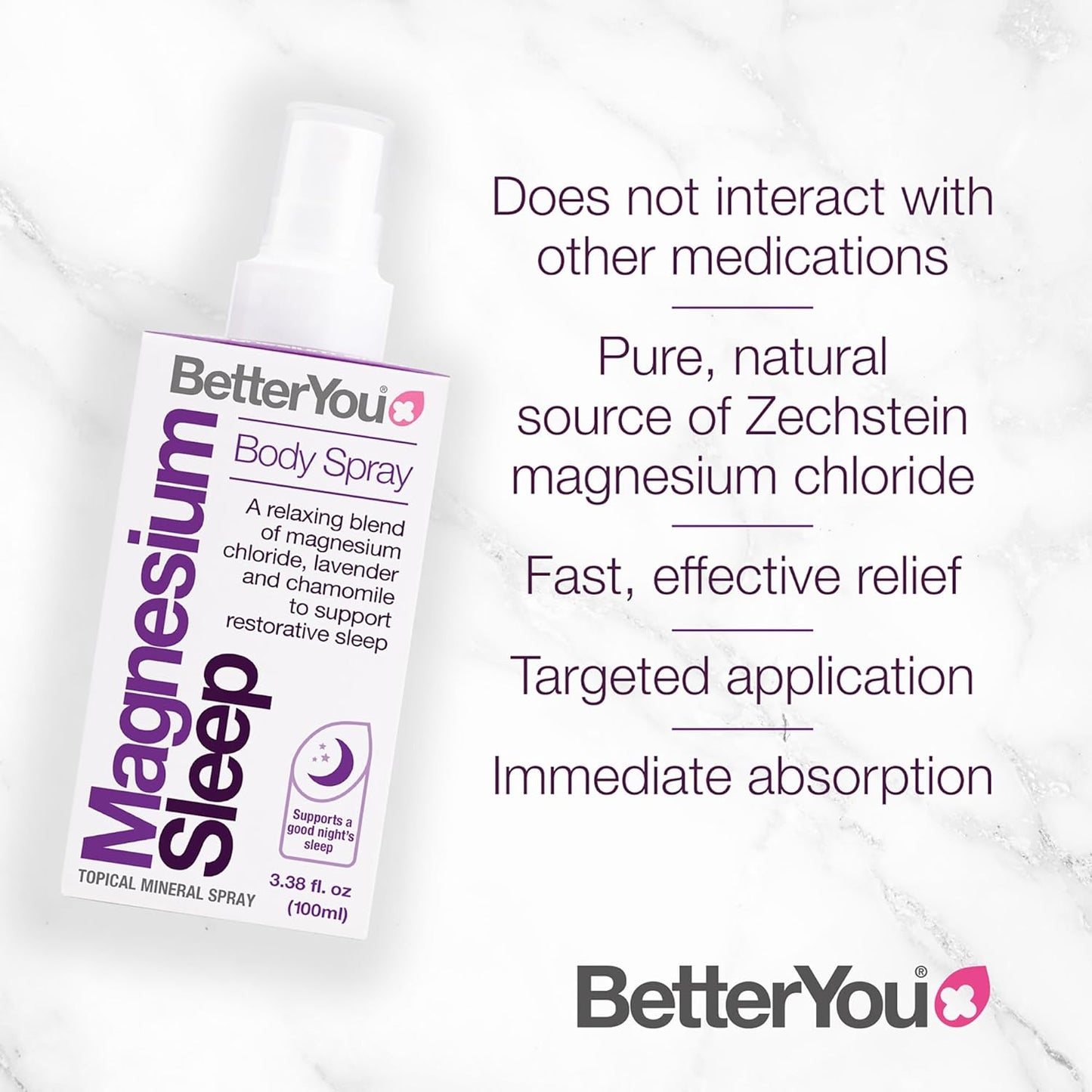 Magnesium Sleep Body Spray, Made with Zechstein Magnesium Chloride and Essential Oils, Magnesium Supplement, Natural Sleep Aid, Palm-Oil Free, 100Ml (600 Sprays)