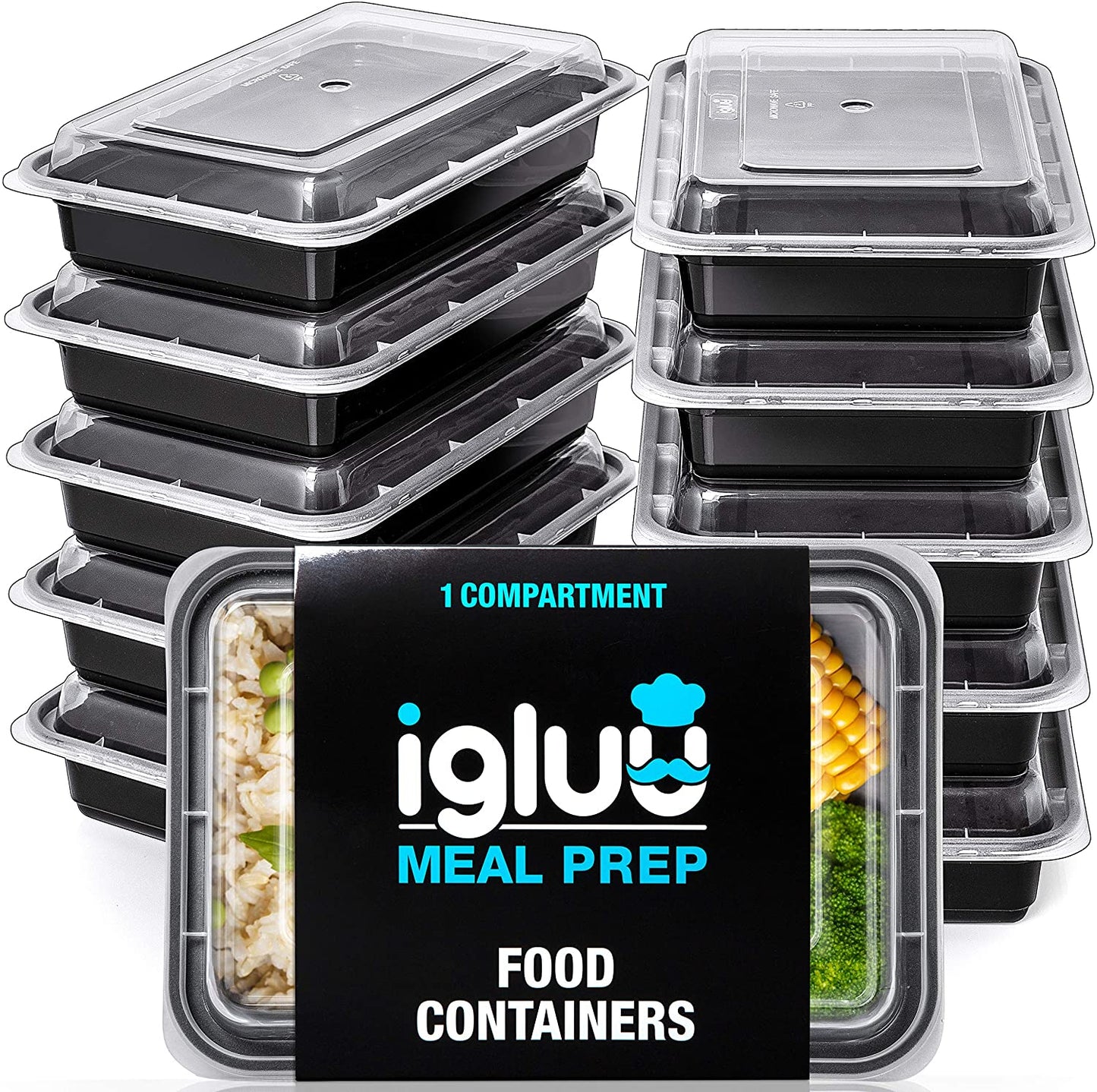 1 Compartment BPA Free Reusable Meal Prep Containers - Plastic Food Storage Trays with Lids - Microwavable, Freezer and Dishwasher Safe - Stackable Bento Lunch Boxes (28 Oz, 10 Pack)