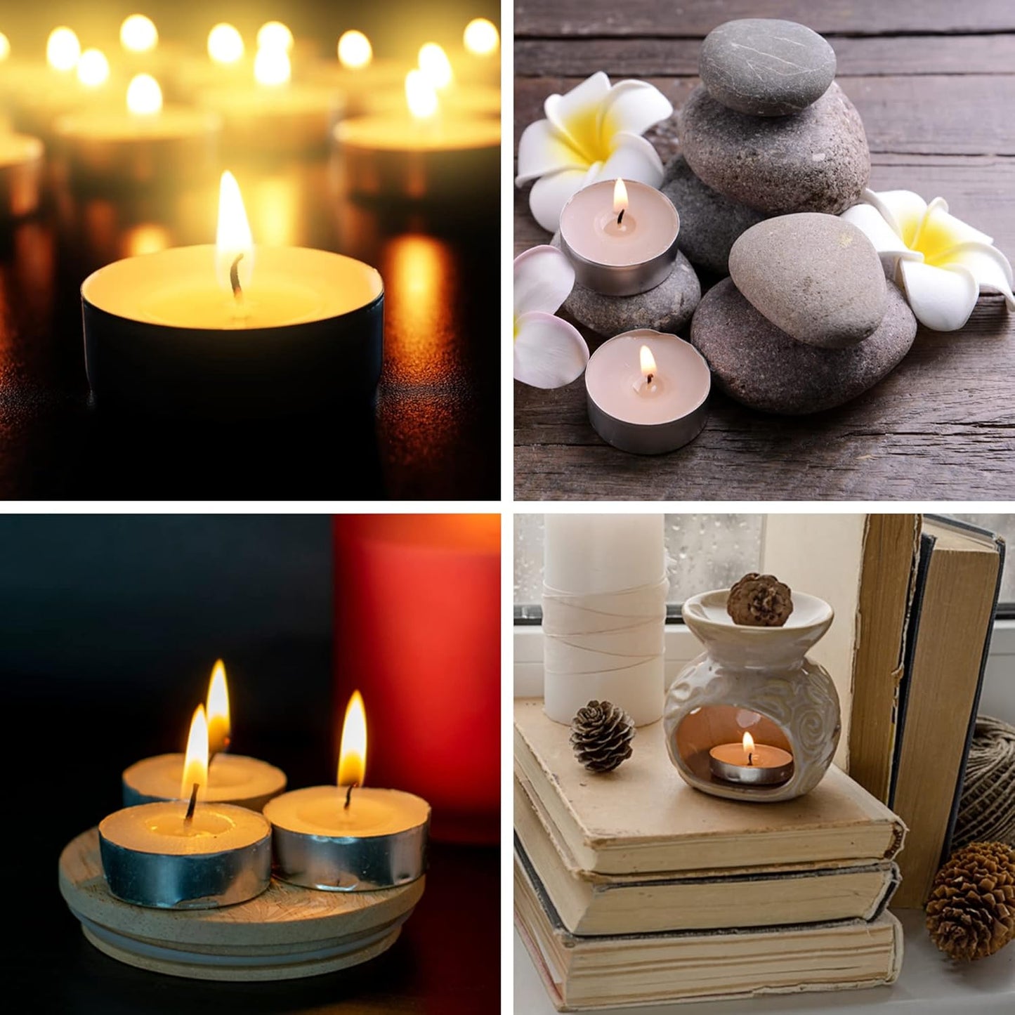 Tea Lights Candles 4-Hour Burn (50 Pack) - White T Lights - Unscented 3.8 X 2.3 Cm - 4Hr -