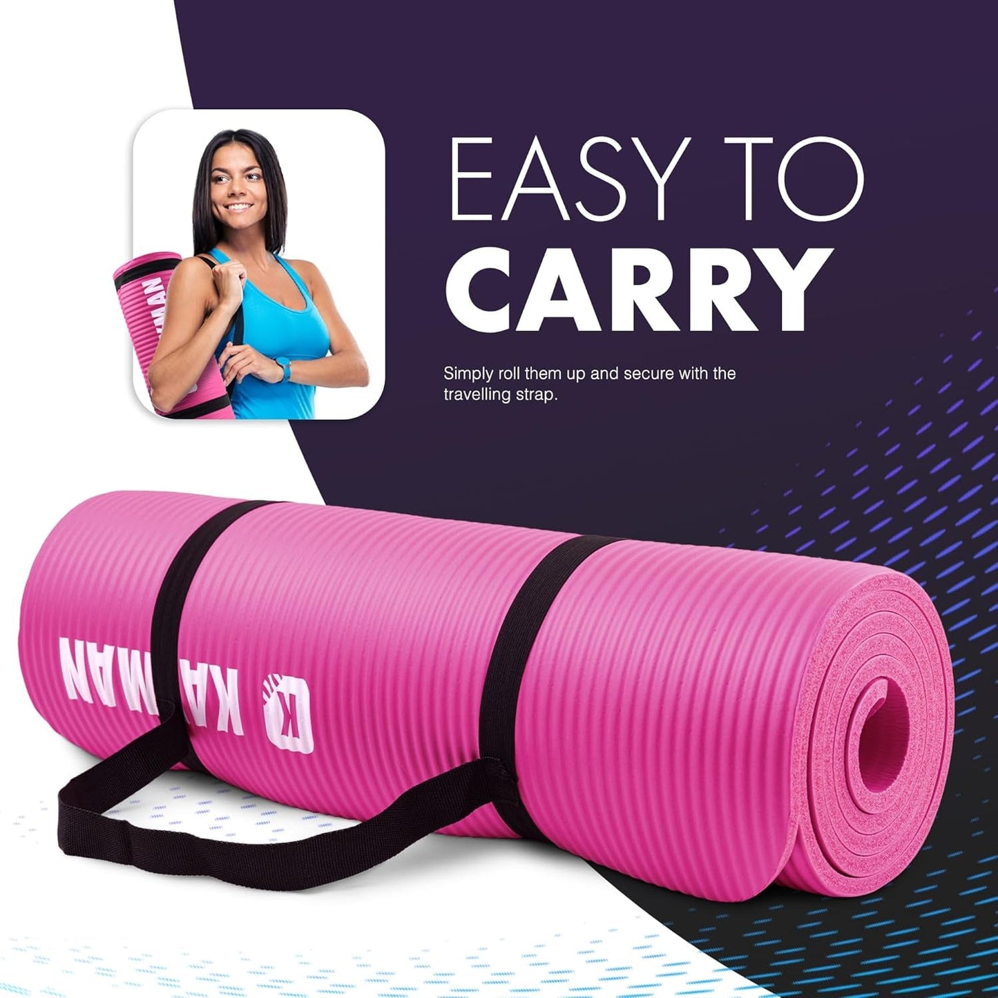 Yoga Mat – Multi-Purpose Extra Thick Foam Exercise Mats – Ideal Floor Mat for Pilates, Stretching, Resistance Workout & Therapy – Home & Gym Equipment Accessory for Men Women Kids –183 X 60Cm