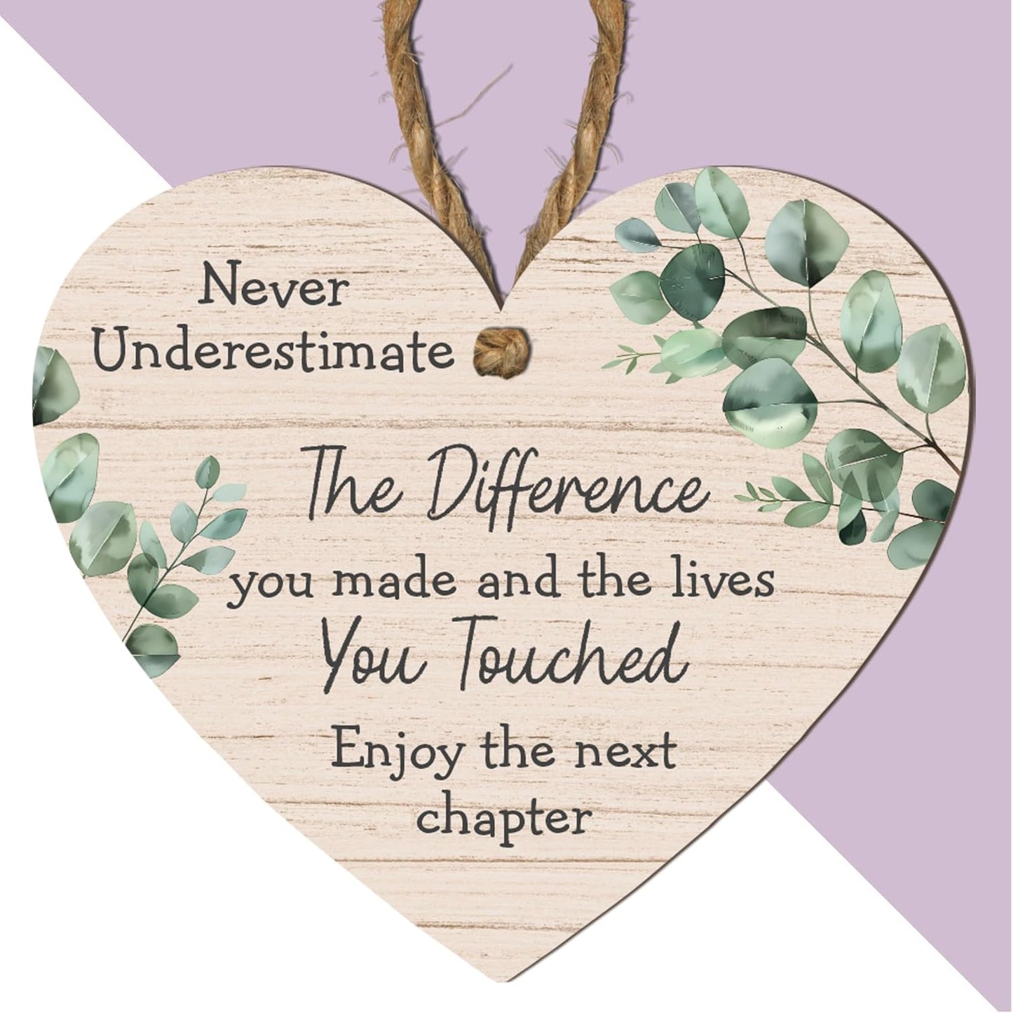 Never Underestimate the Difference You Made and the Lives You Touched – Thoughtful Retirement or Farewell Gift – Hanging Sign with Green Leaf Design – Perfect for Teachers, Colleagues, and Loved Ones