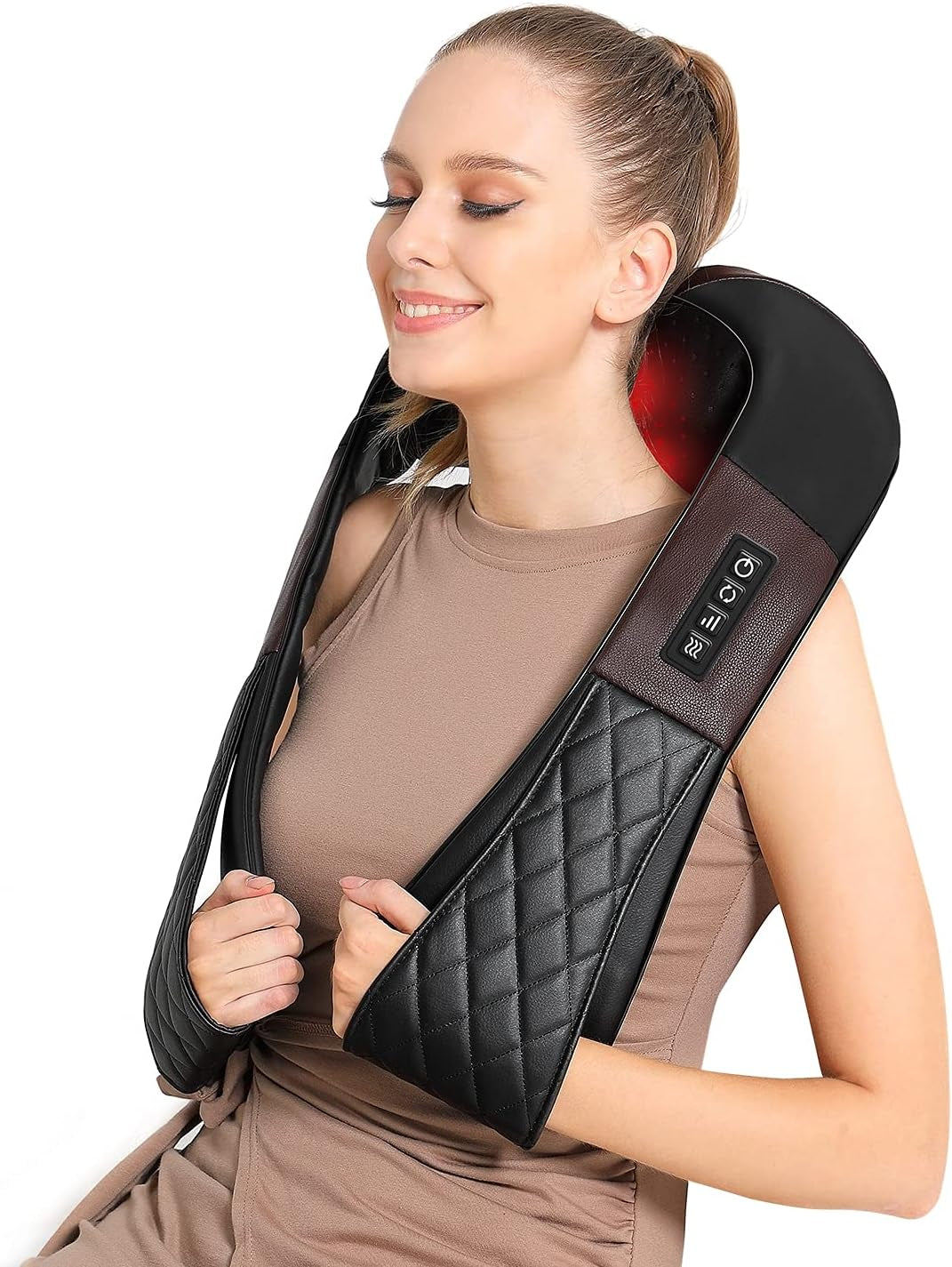 Neck Massager Back Massager with Heat - Shiatsu Neck Massager Present, Gifts for Women/Men/Mom/Dad -Deeper Tissue Kneading Massage Pillow for Neck, Back, Shoulder, Leg, Foot, Body Relieve Muscle Pain