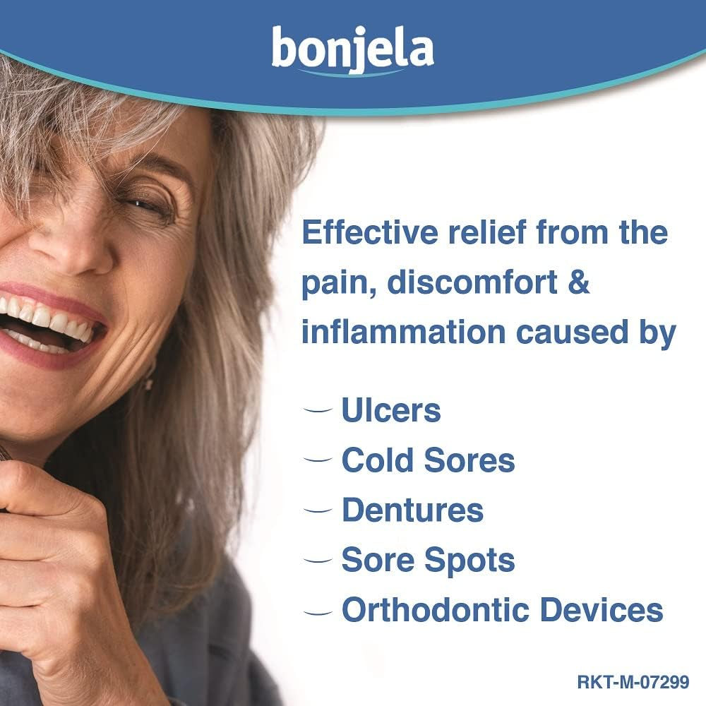Antiseptic Pain-Relieving Gel for Mouth Ulcer Treatment, Cold Sores, Dentures and Mouth Inflammation 15 G (Pack of 2)